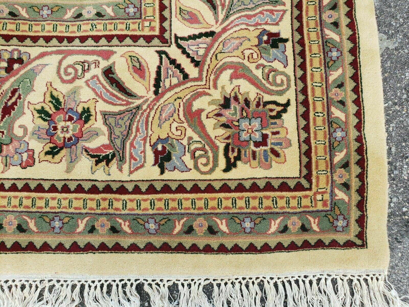 12' X 18' One-of-a-Kind Indian Agra Hand-Knotted Wool Rug Handmade Organic Dyes - Image 9