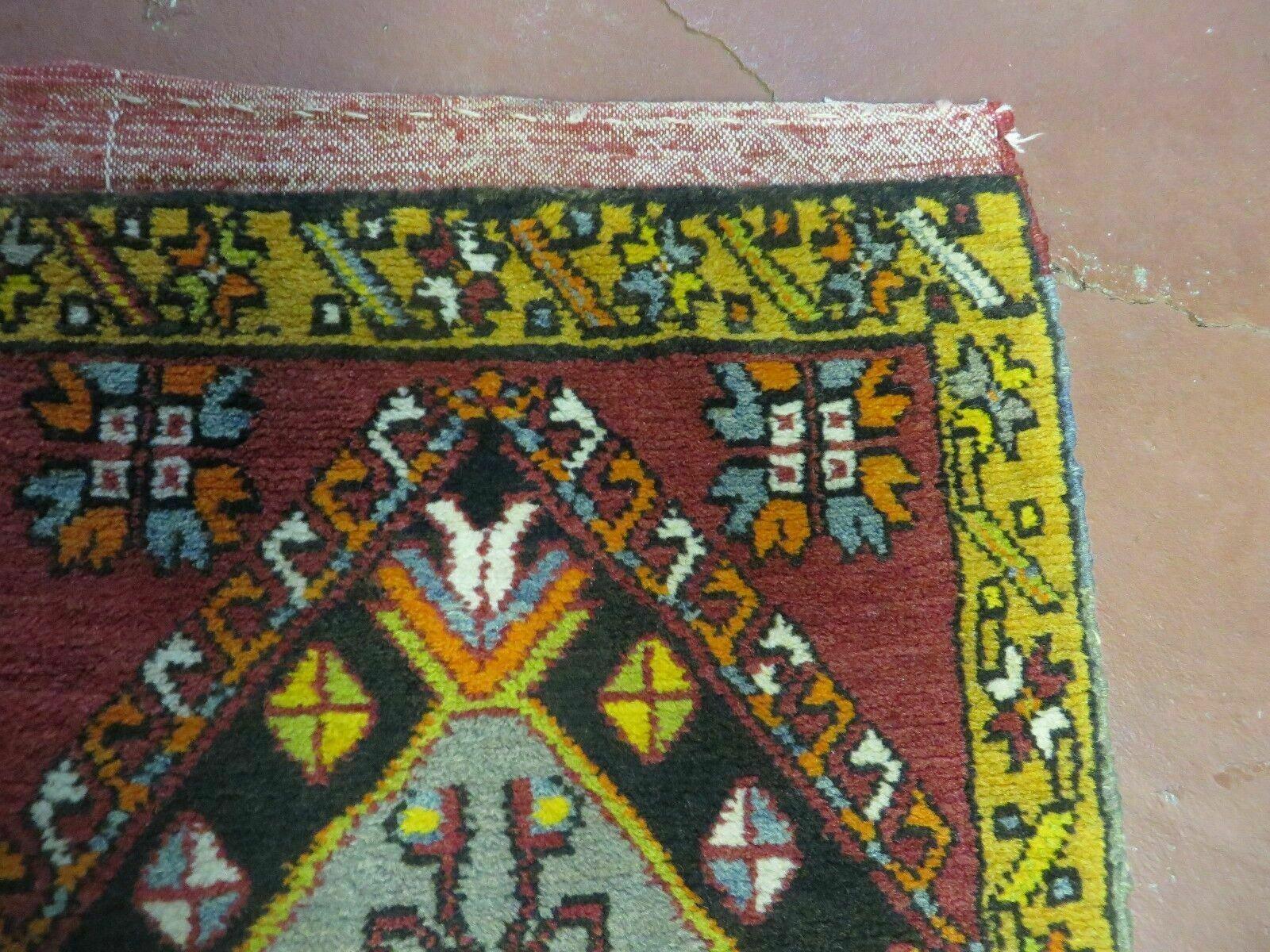 19" X 42" Antique Handmade Turkish Colorful Oushak Oshak Yastik Wool Rug Mat - Image 7