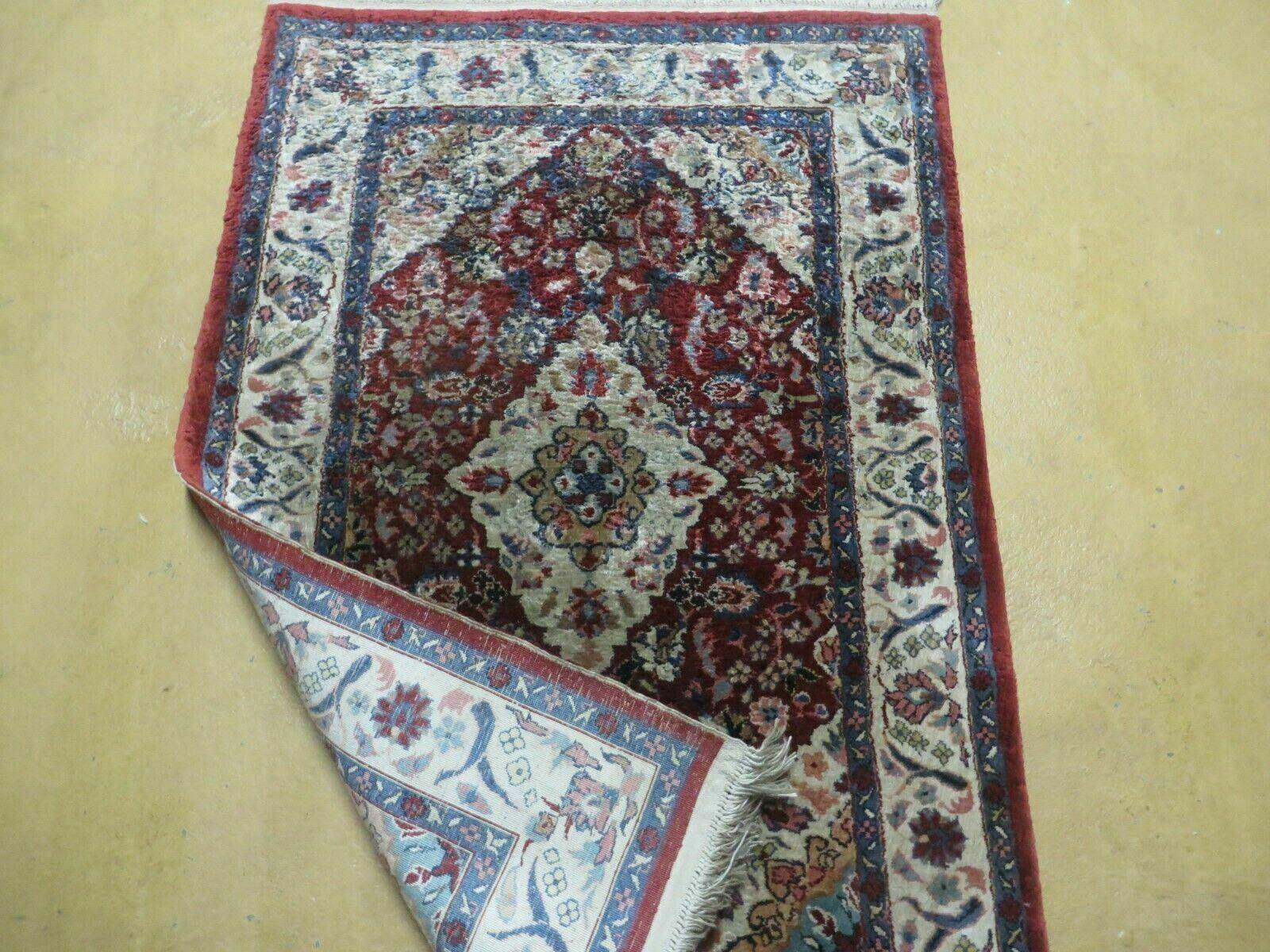 2' X 3' Handmade Chinese Floral Oriental Silk Rug Carpet Nice Red - Image 11