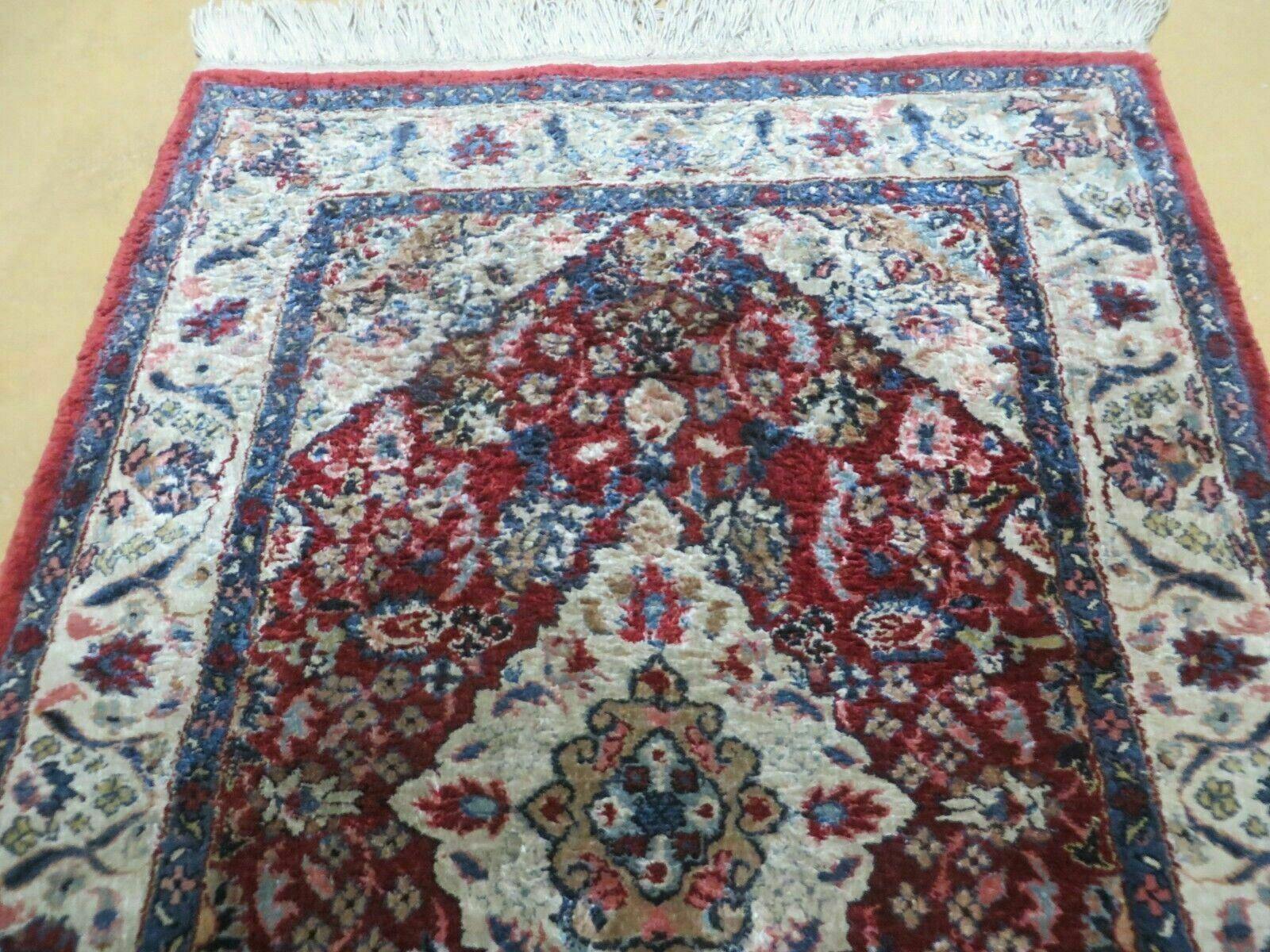 2' X 3' Handmade Chinese Floral Oriental Silk Rug Carpet Nice Red - Image 3