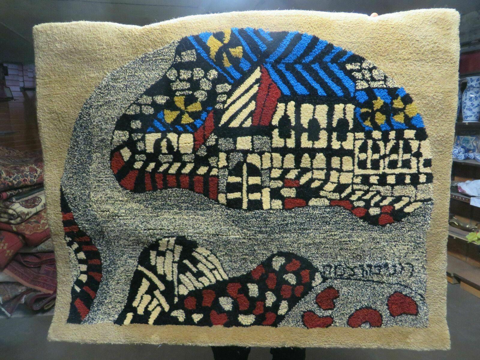 3' X 4' Vintage Hand Crafted Israel Wool Rug Carpet Wall Hanging Signed Hebrew - Image 11