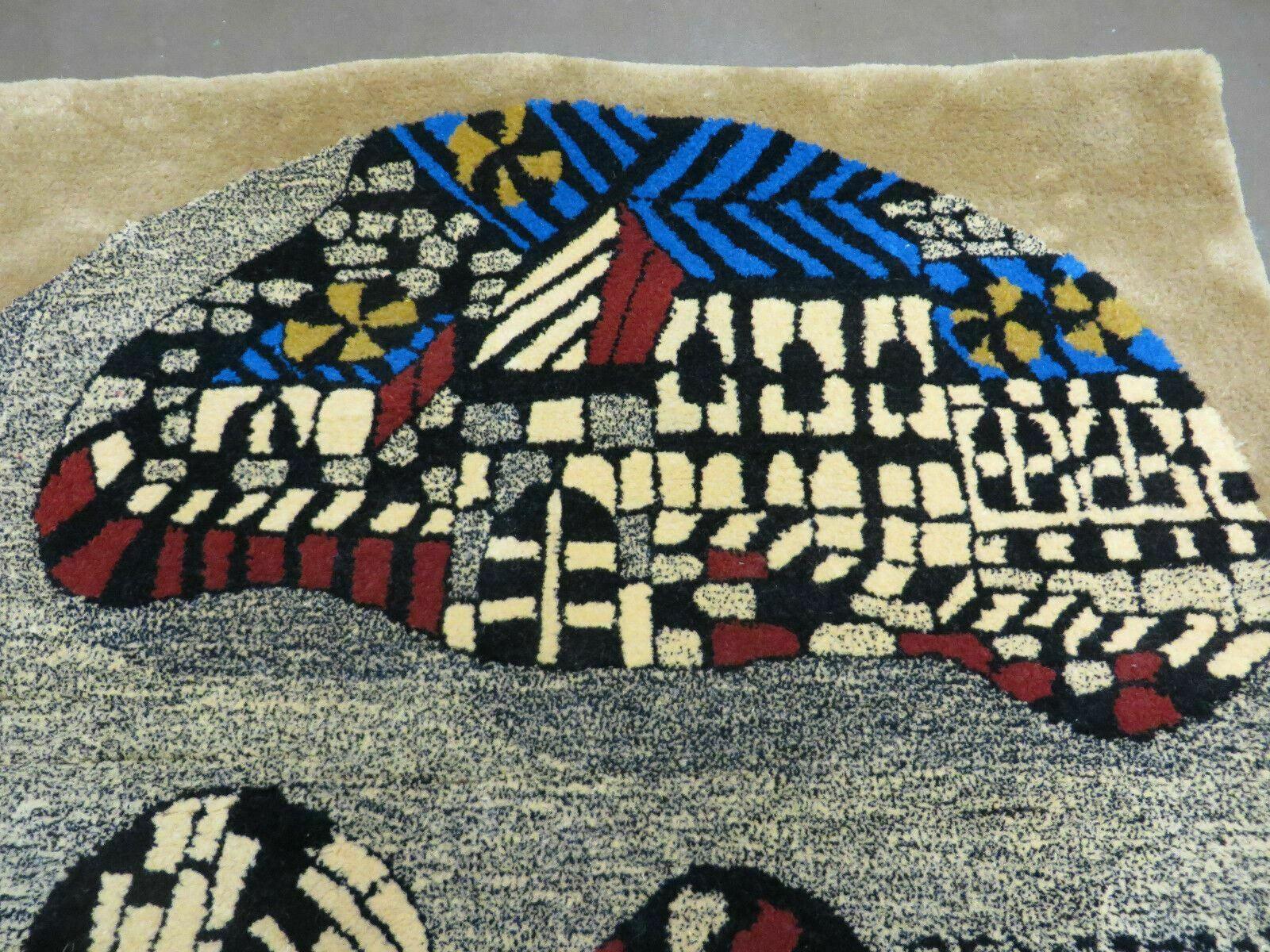 3' X 4' Vintage Hand Crafted Israel Wool Rug Carpet Wall Hanging Signed Hebrew - Image 2
