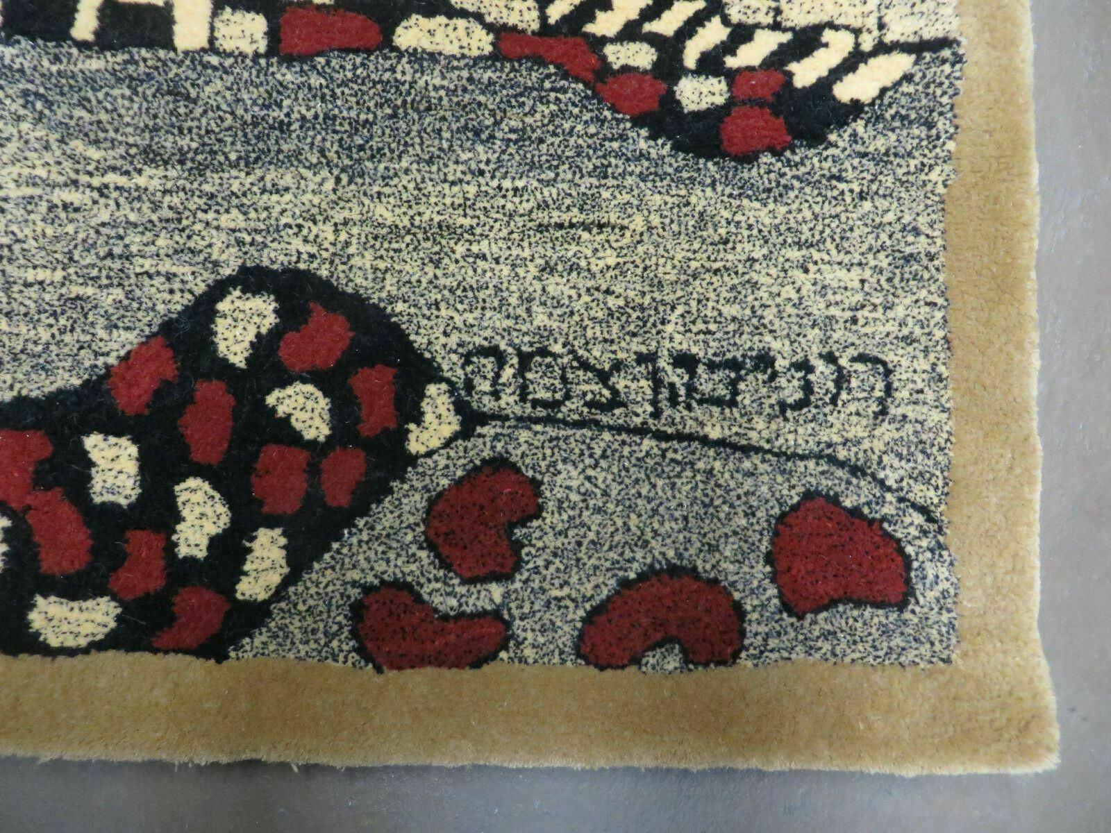 3' X 4' Vintage Hand Crafted Israel Wool Rug Carpet Wall Hanging Signed Hebrew - Image 4