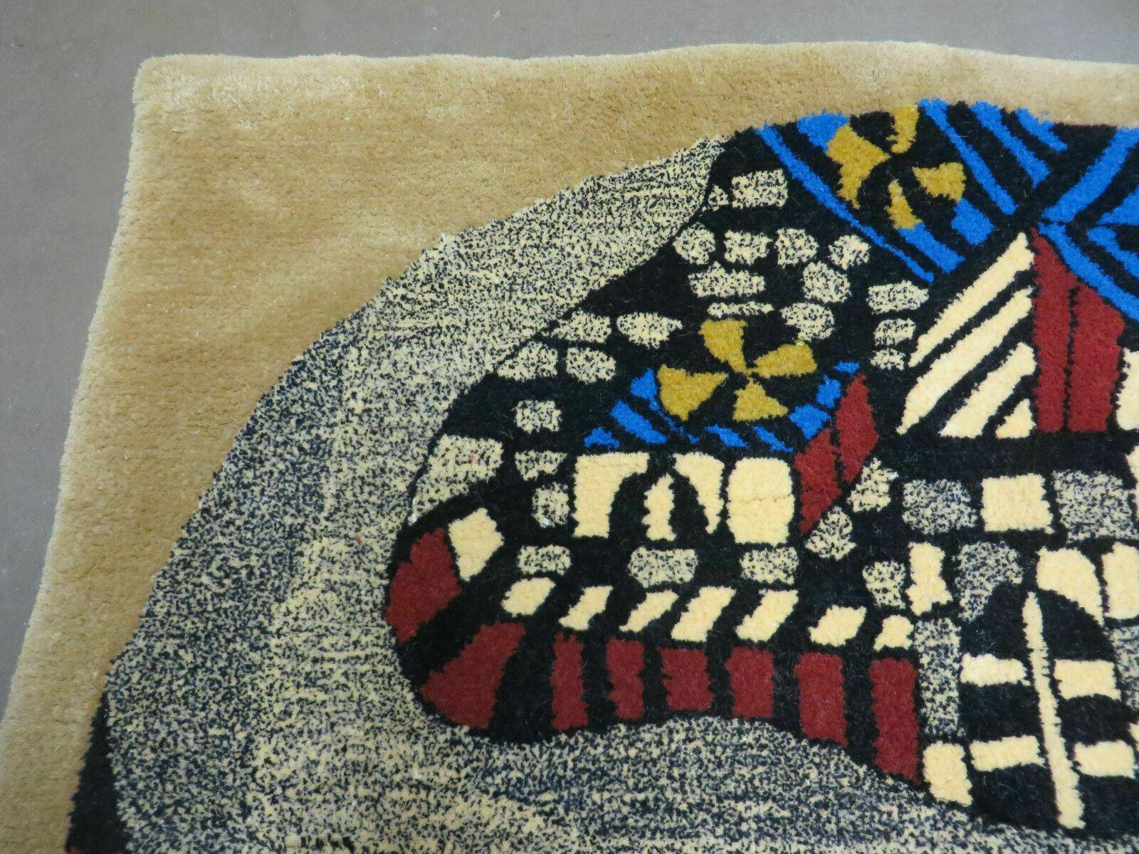 3' X 4' Vintage Hand Crafted Israel Wool Rug Carpet Wall Hanging Signed Hebrew - Image 5