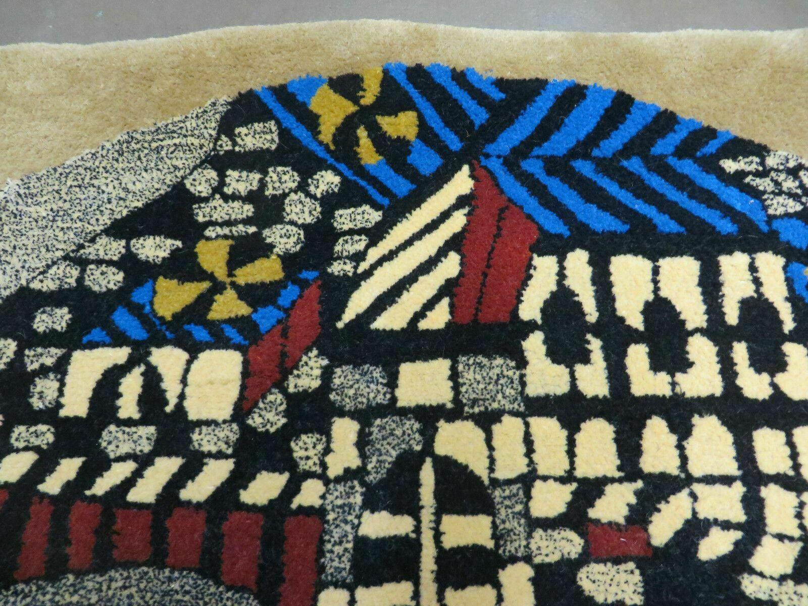 3' X 4' Vintage Hand Crafted Israel Wool Rug Carpet Wall Hanging Signed Hebrew - Image 6