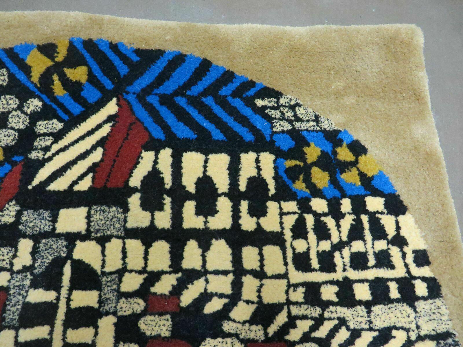 3' X 4' Vintage Hand Crafted Israel Wool Rug Carpet Wall Hanging Signed Hebrew - Image 7