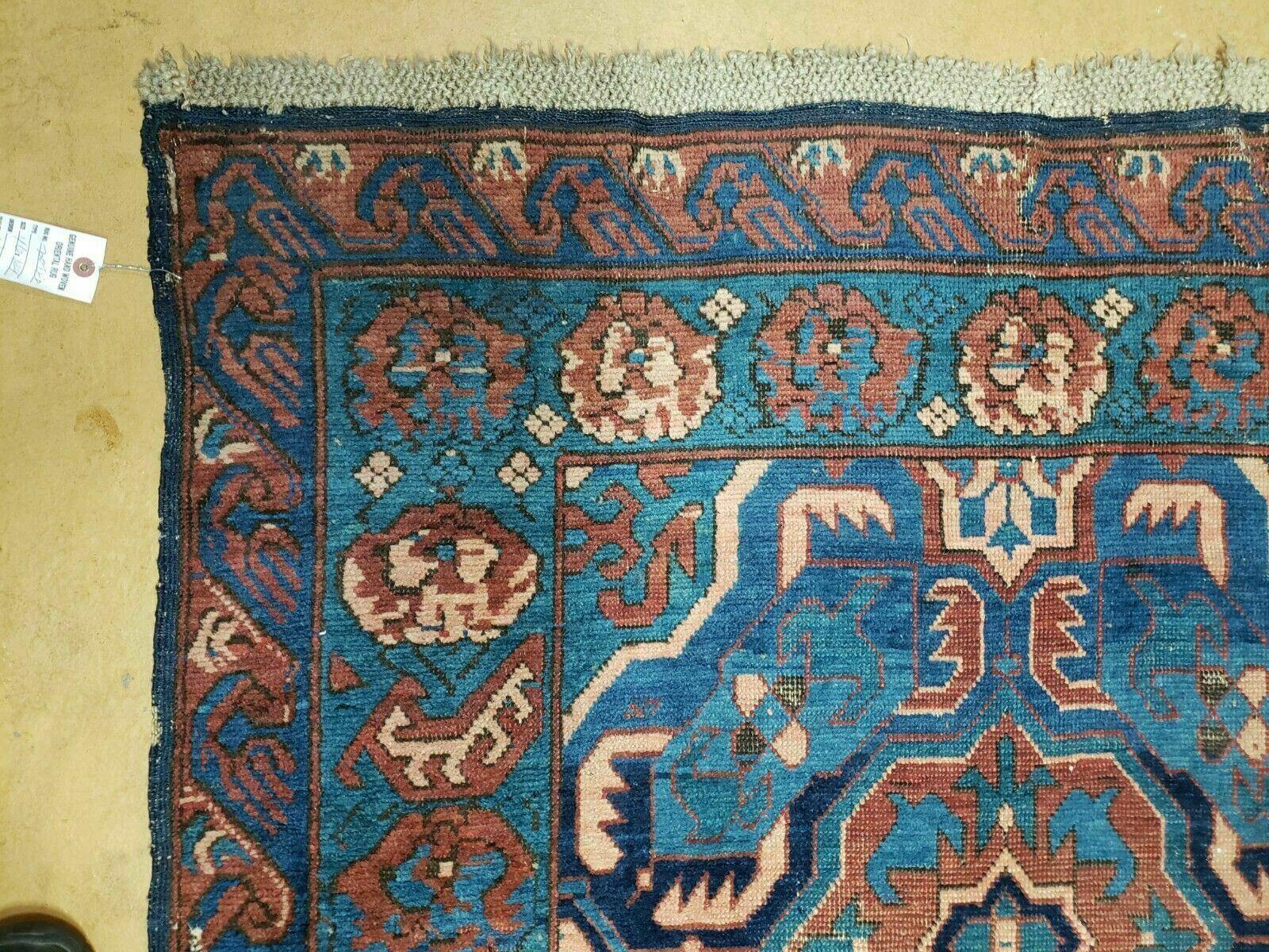 3'10" X 10' Antique Caucasian Seychor Rug Hand Made Wool Carpet Organic Dye Nice - Image 6