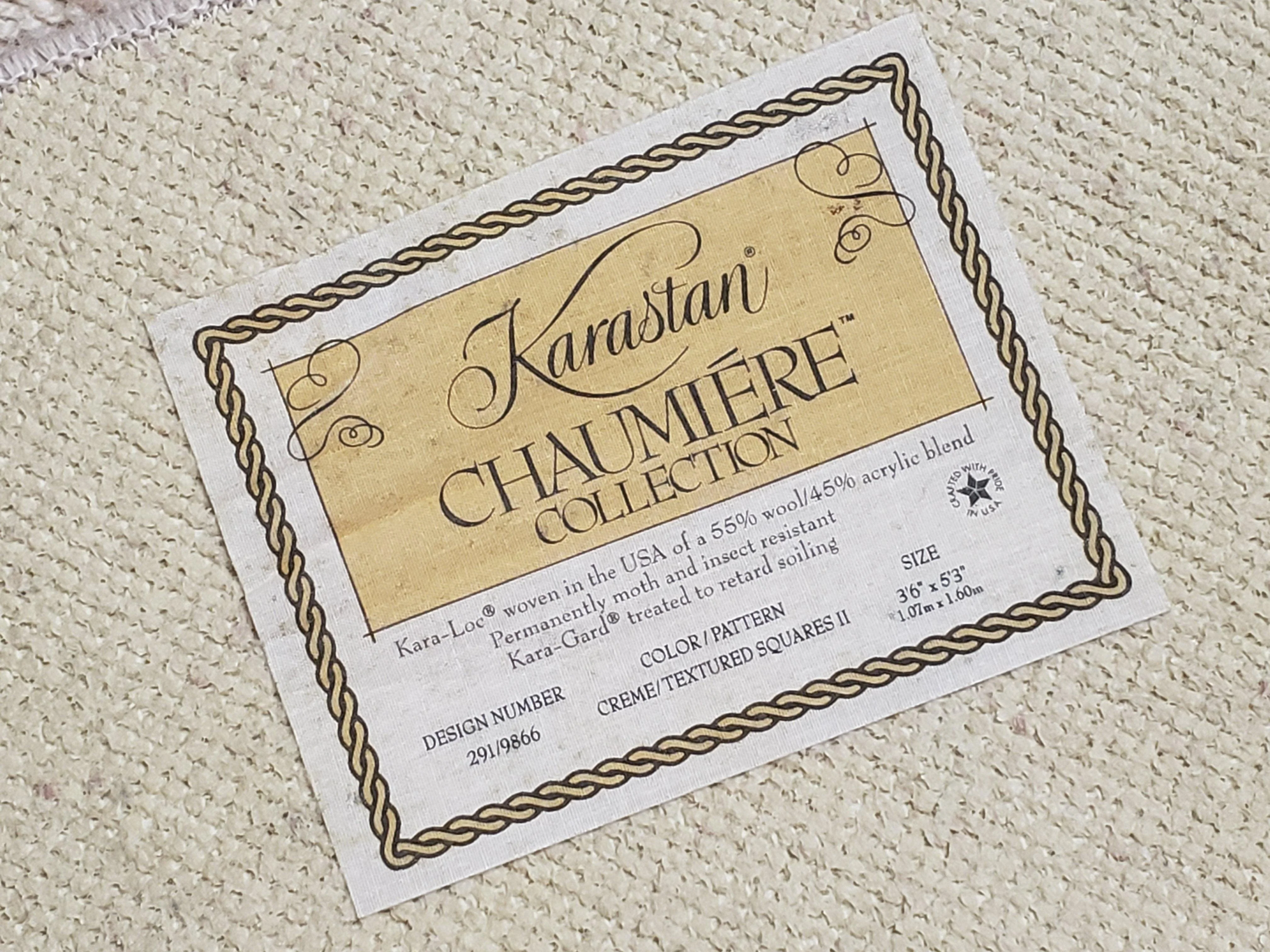 3x5 Karastan Rug Chaumiere Collection, Kara-Loc, Design #291/9866, Creme Color, Textured Squares II Patern, 3'6" x 5' 3" Carpet - Image 10