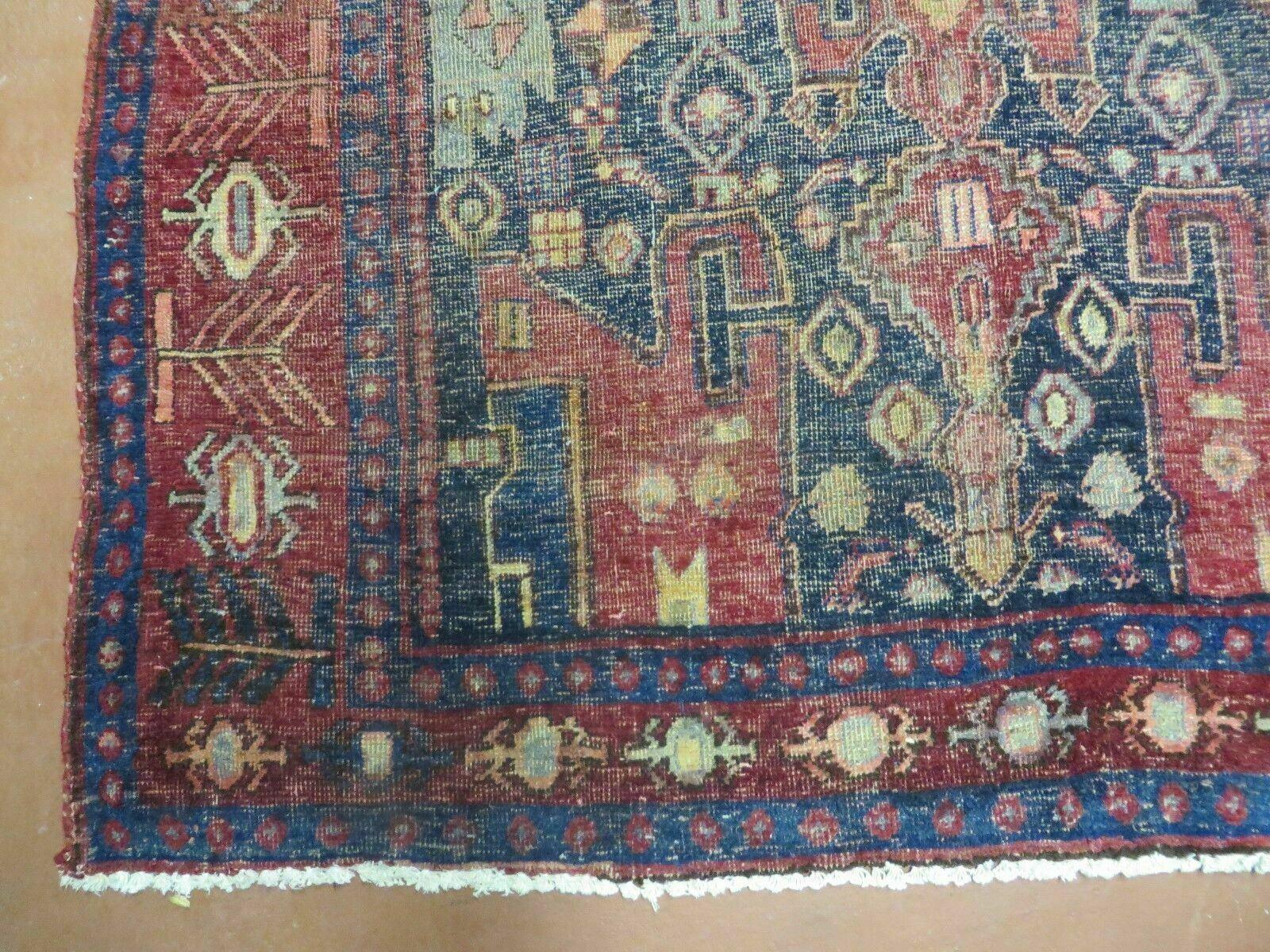 4' X 10' Antique Handmade Turkish Floral Tribal Oriental Wool Rug #627 - Image 8