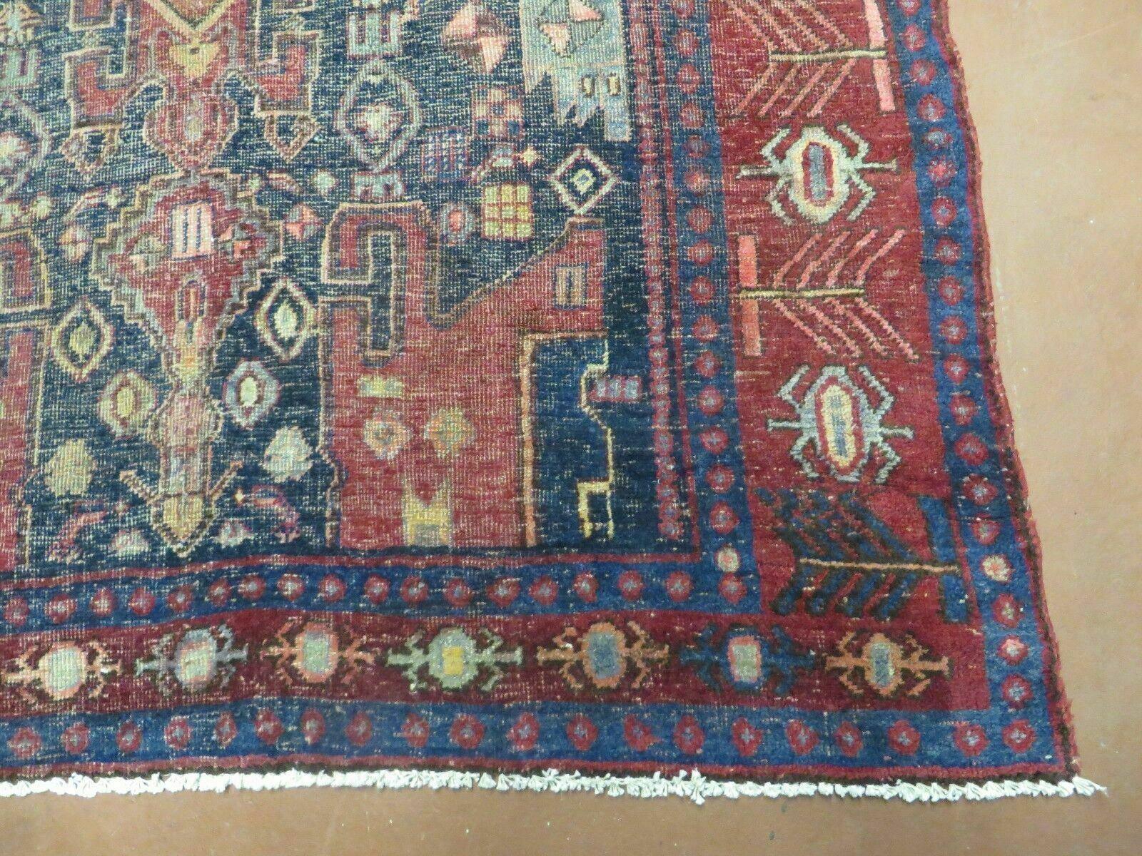 4' X 10' Antique Handmade Turkish Floral Tribal Oriental Wool Rug #627 - Image 9