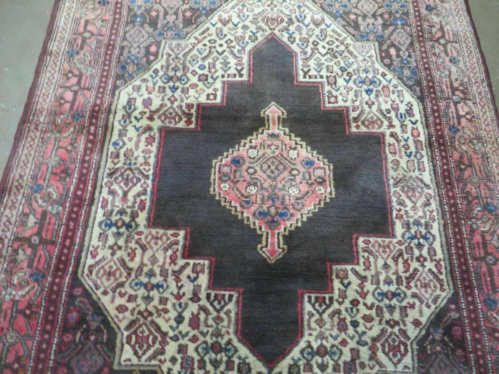 4' X 5' Antique Handmade India Floral Oriental Wool Rug Brown Vegetable Dyes - Image 12