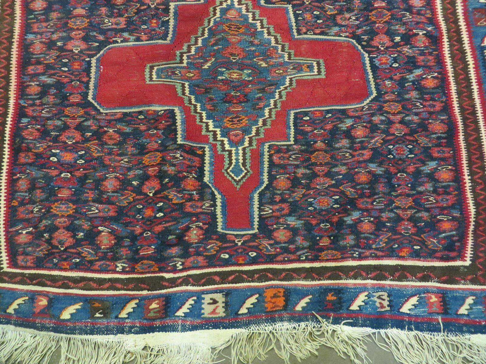 4' X 5' Antique Handmade Turkish Wool Kilim Flat weave Rug Blanket Tribal - Image 5