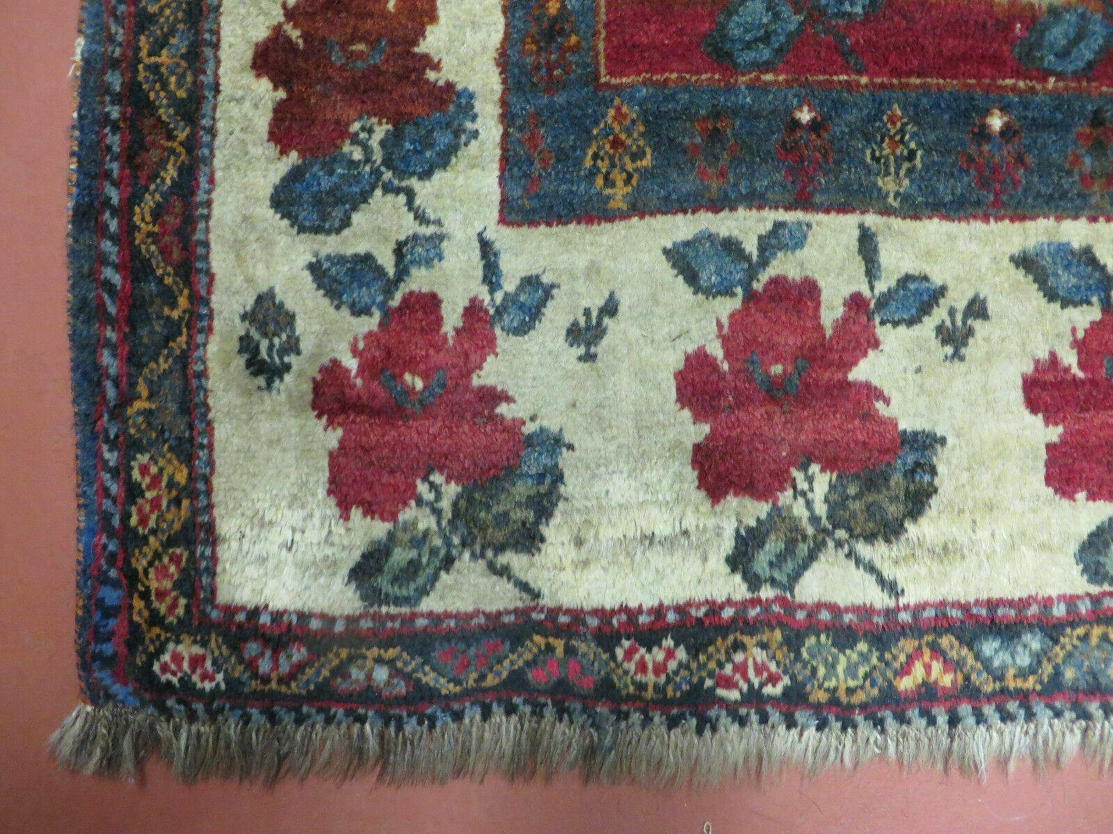 4' X 5' Semi Antique Handmade Fine Turkish Flowers Bouquet Wool Rug Nice - Image 8