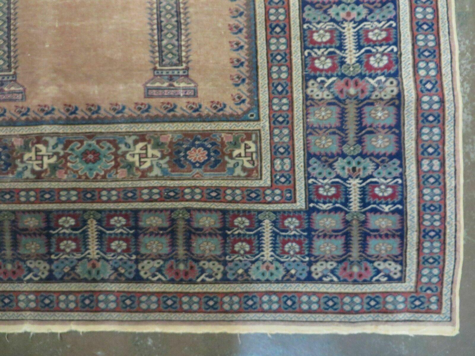 4' X 6' Antique Handmade Turkish Mehrab Prayer Wool Rug Lantern Beautiful - Image 9