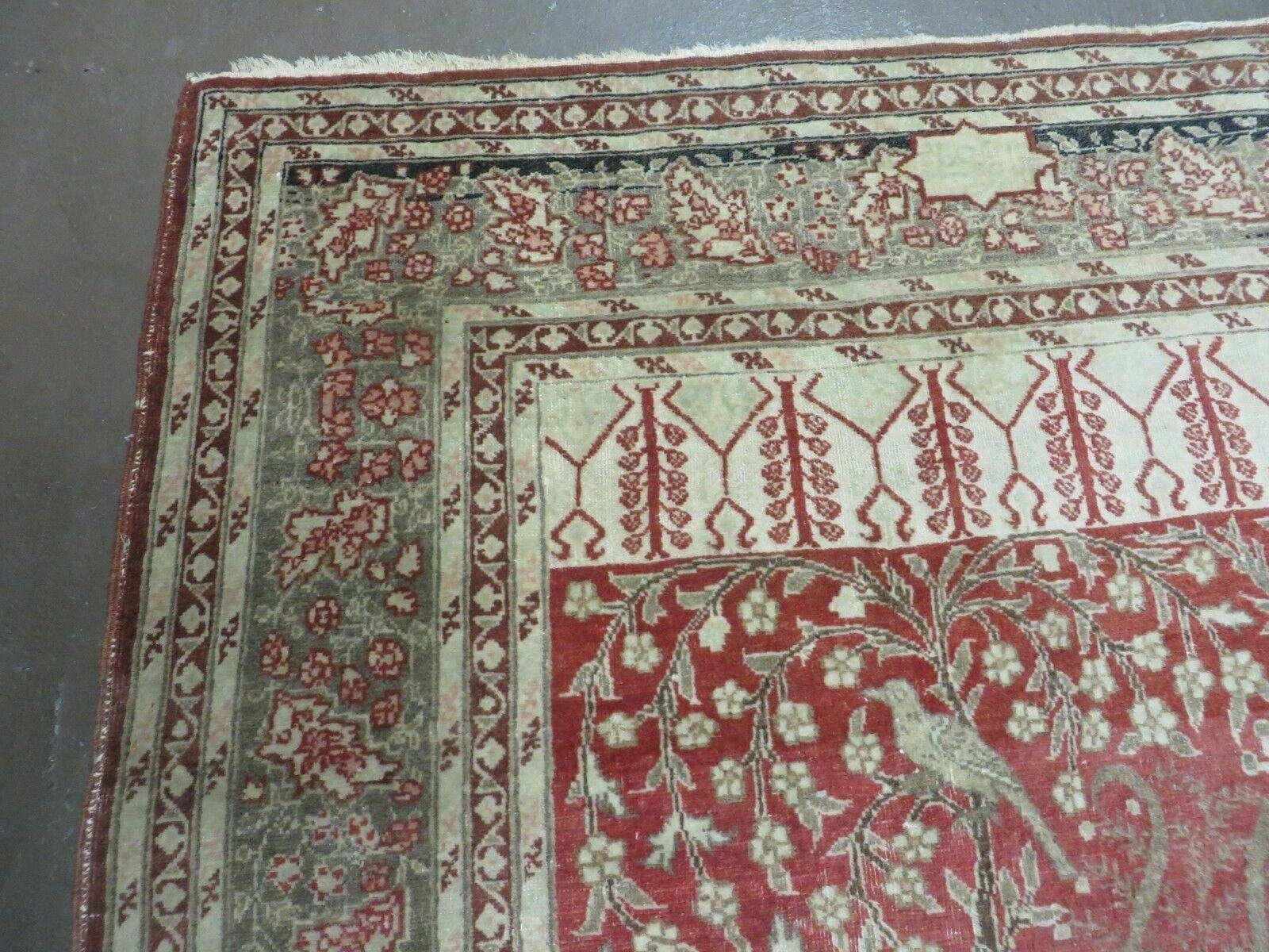 4' X 6' Antique Handmade Turkish Tree Of Life Oriental Wool Rug Birds Red - Image 5