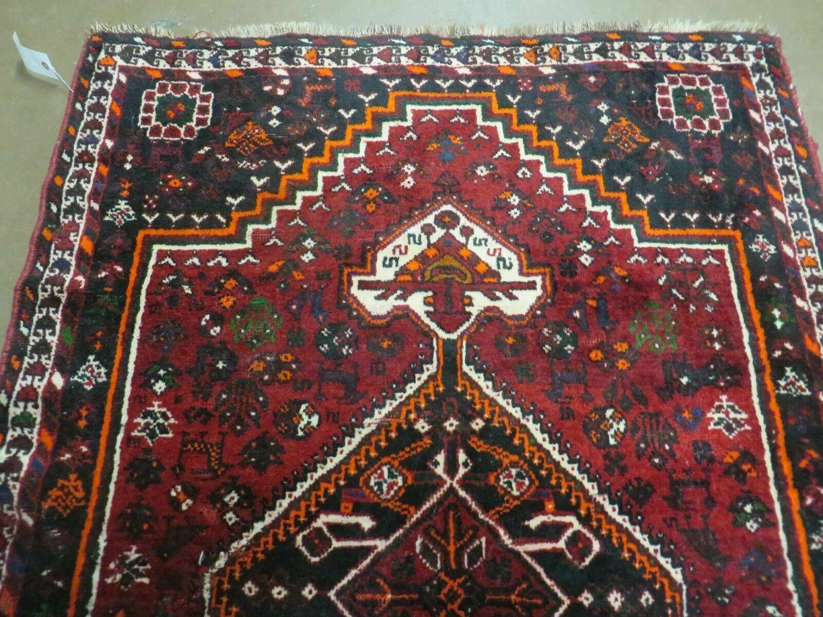4' X 6' Antique Handmade Turkish Wool Veg Dyes Rug Organic Red Nice M10 - Image 3