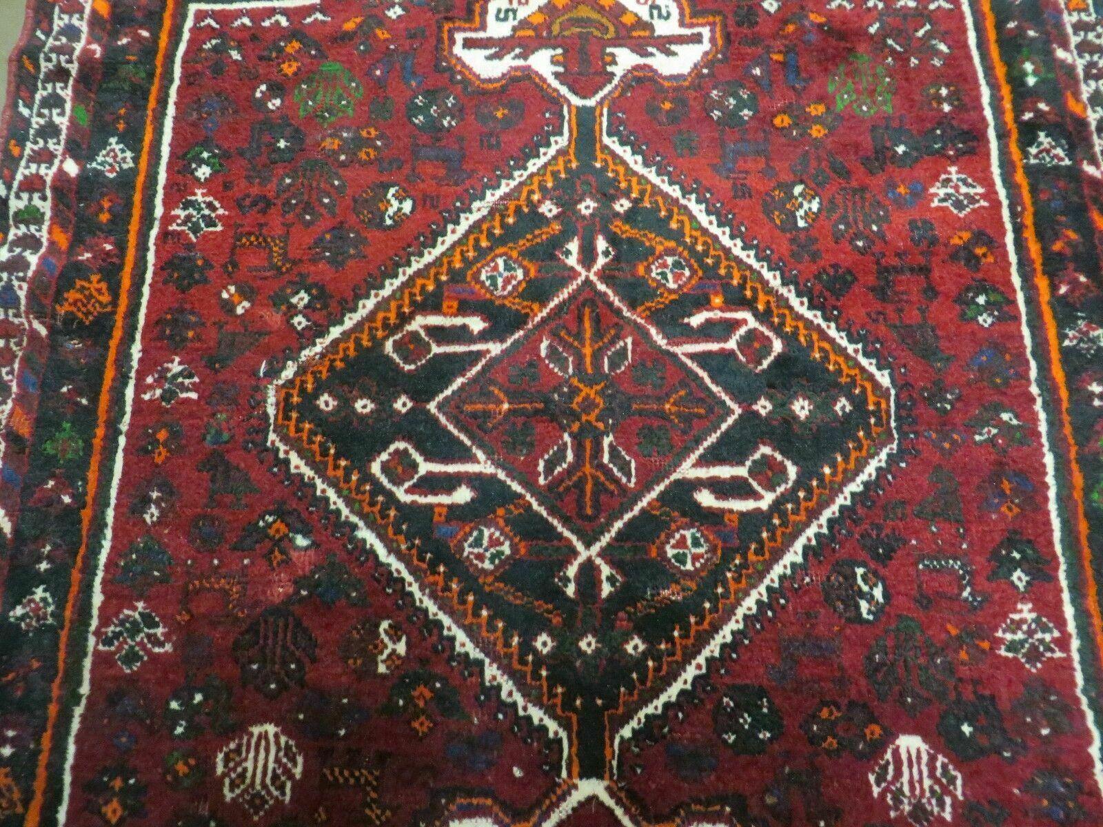 4' X 6' Antique Handmade Turkish Wool Veg Dyes Rug Organic Red Nice M10 - Image 4