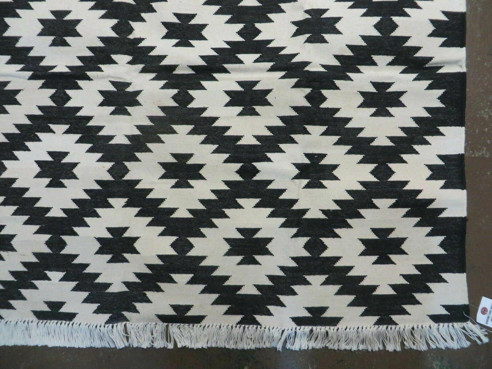 4' X 6' Hand Woven Wool Rug Contemporary Kilim Dhurrie Modern Oriental Area Rug - Image 9