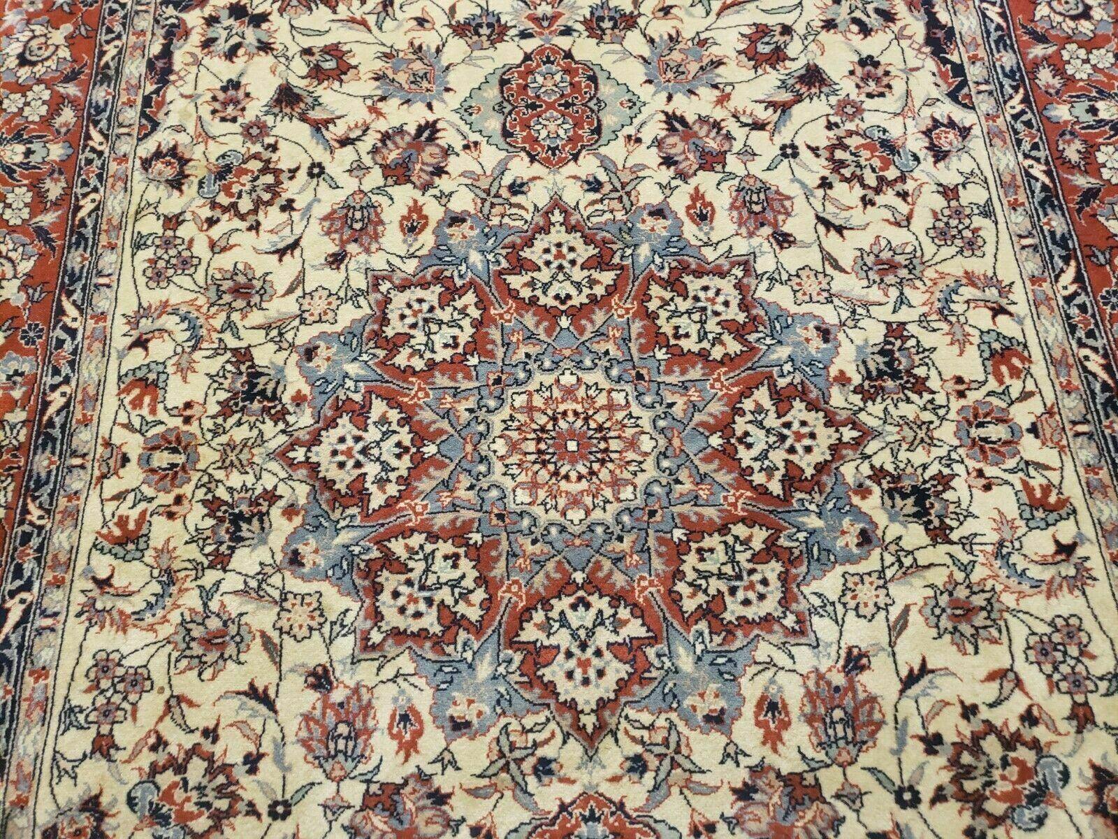 4' X 6' Handmade Ultra Fine Chinese Floral Oriental Wool Rug Hand Knotted Beige - Image 10