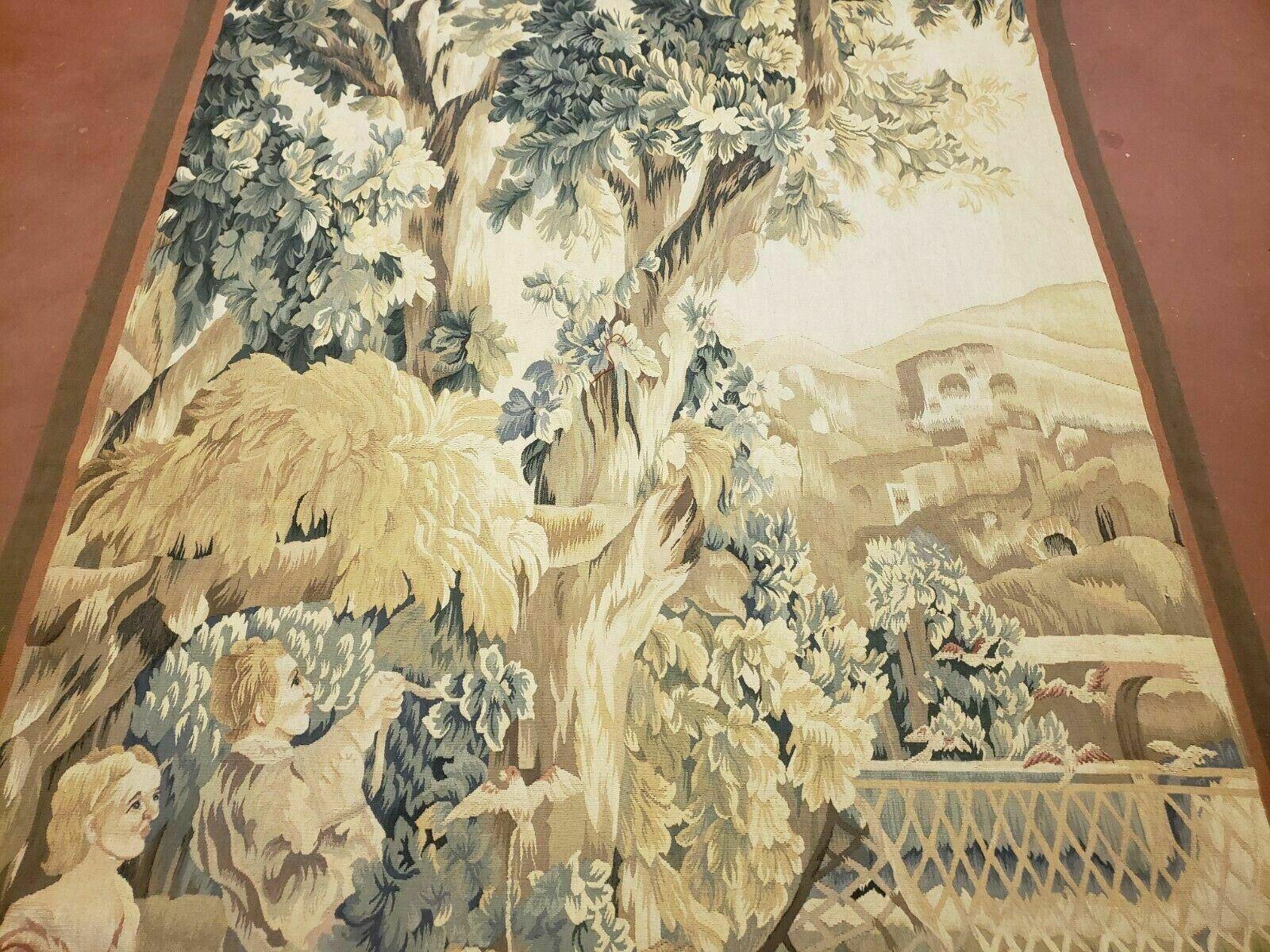 4' X 6' Tapestry French Design Handmade Aubusson Weave Nature One Of A Kind - Image 4