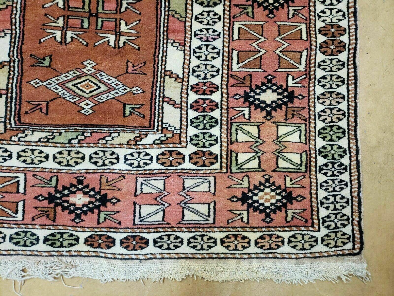 4' X 7' Antique Handmade Turkish Melas Oushak Wool Rug - Image 9