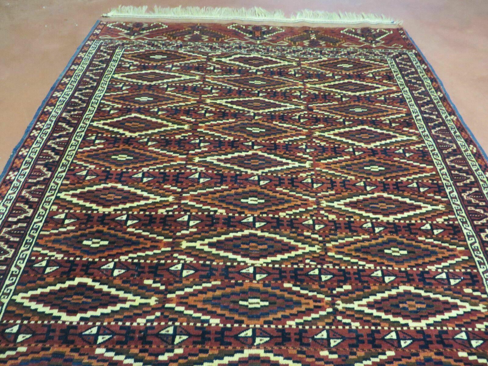 4' X 8' Antique Handmade Russian Bokhara Turkoman Yamud Wool Rug Carpet Nice - Image 11