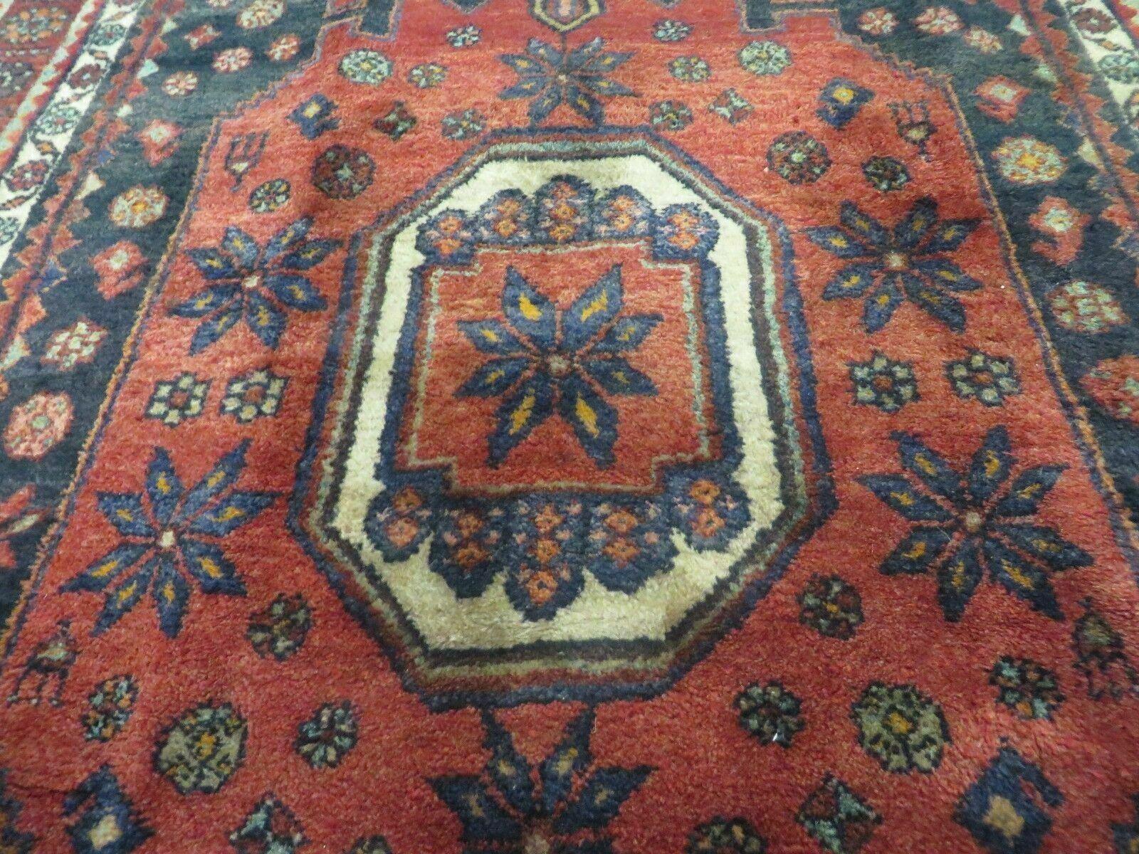 4' X 9' Antique Handmade Turkish Tribal Oriental Geometric Wool Rug # 605 - Image 4
