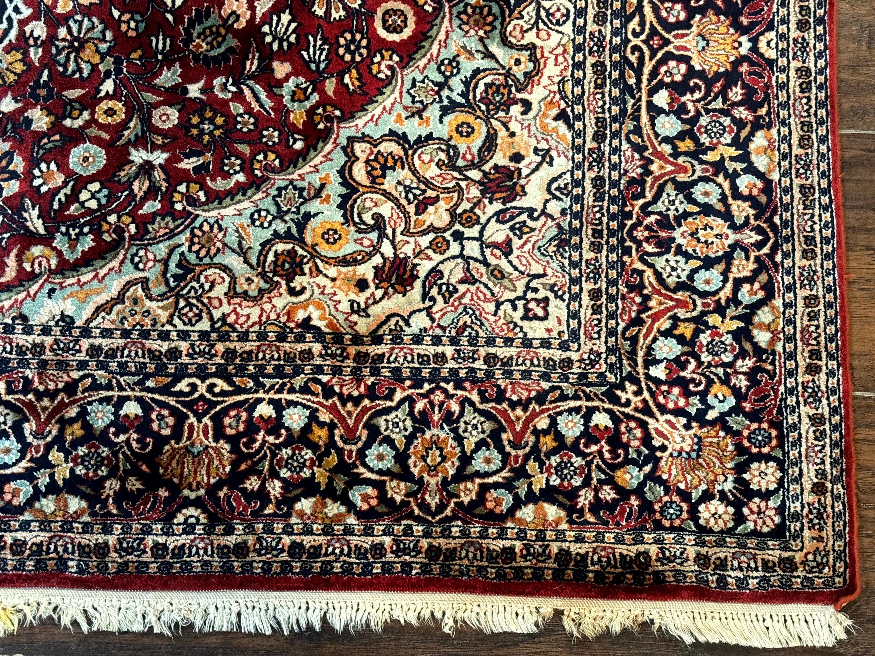4x6 Silk Rug, Very Fine 650 KPSI, Silk Persian Carpet, Red, Floral Medallion, Sino Persian - Image 9