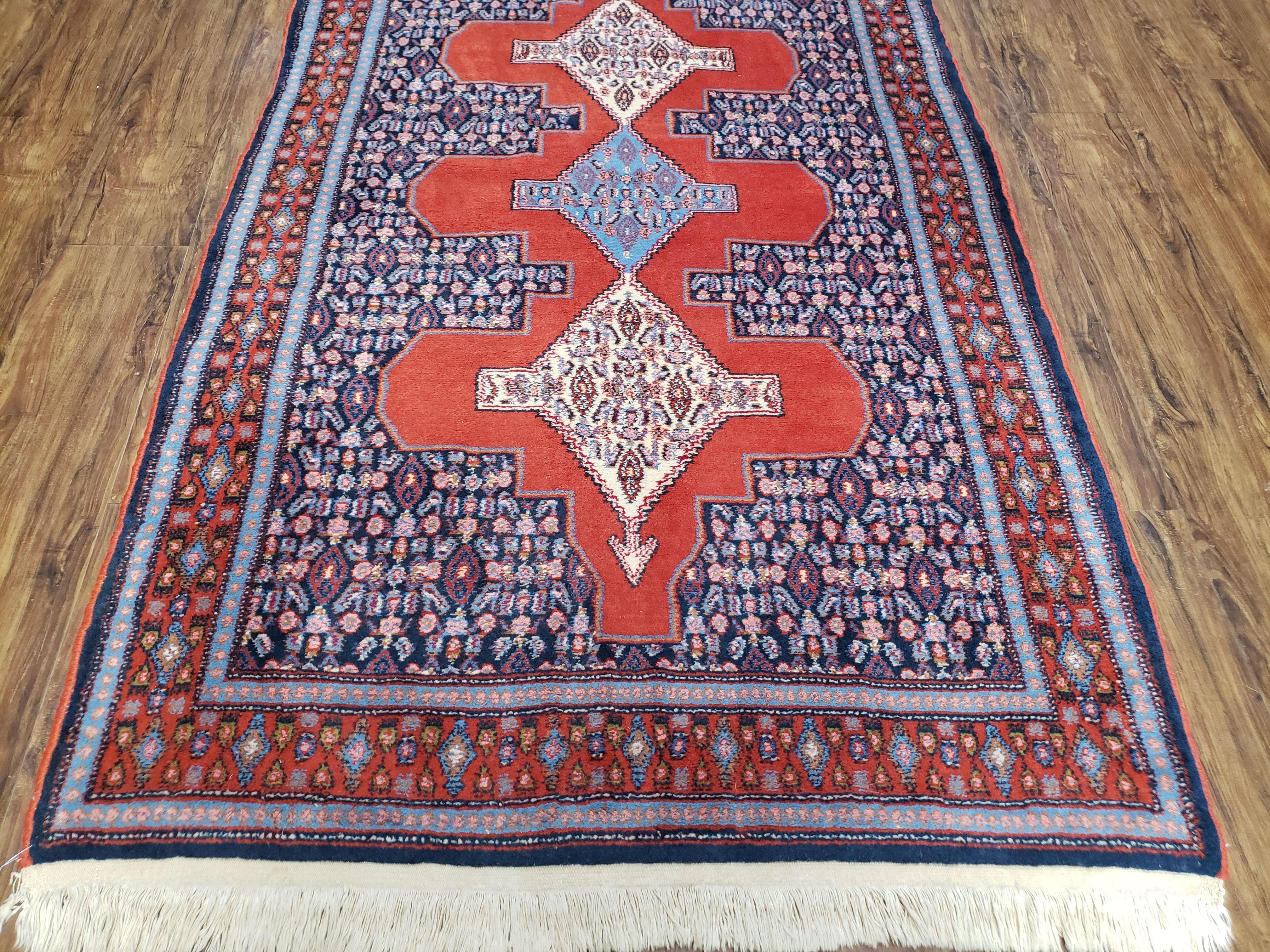 4x6 Western Kurdistan Kurdish Carpet Senneh Wool Area Rug Veg Dyes Red Blue Nice - Image 5
