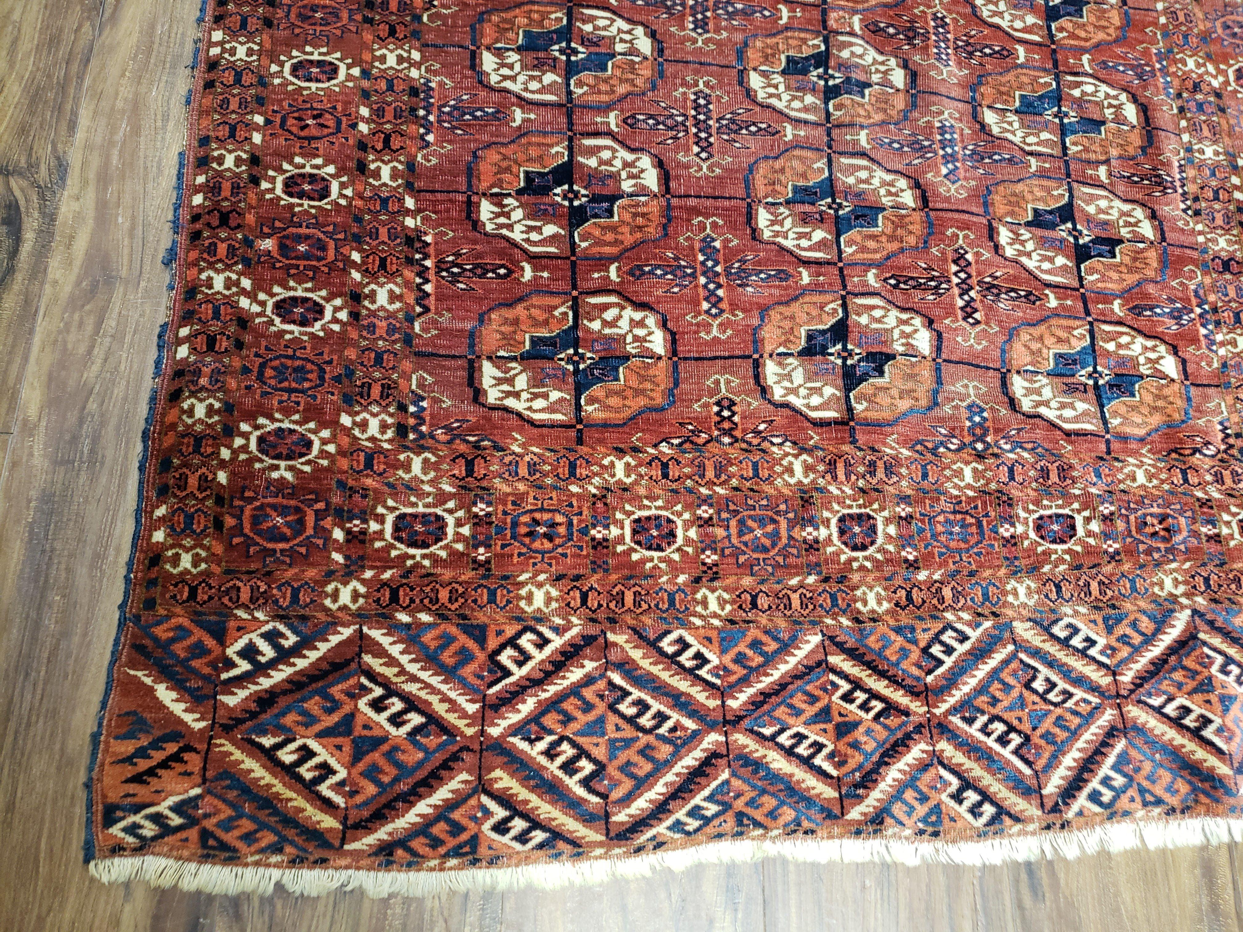 4x7 Antique Yamud Rug Russian Rug Turkoman Rug Fine Weave Rug - Image 10