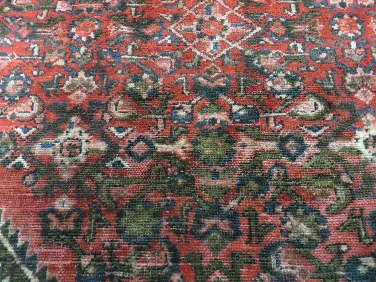 5' 6" X 10' Antique Handmade India Floral Oriental Wool Rug Veg Dyes Red Nice - Image 4