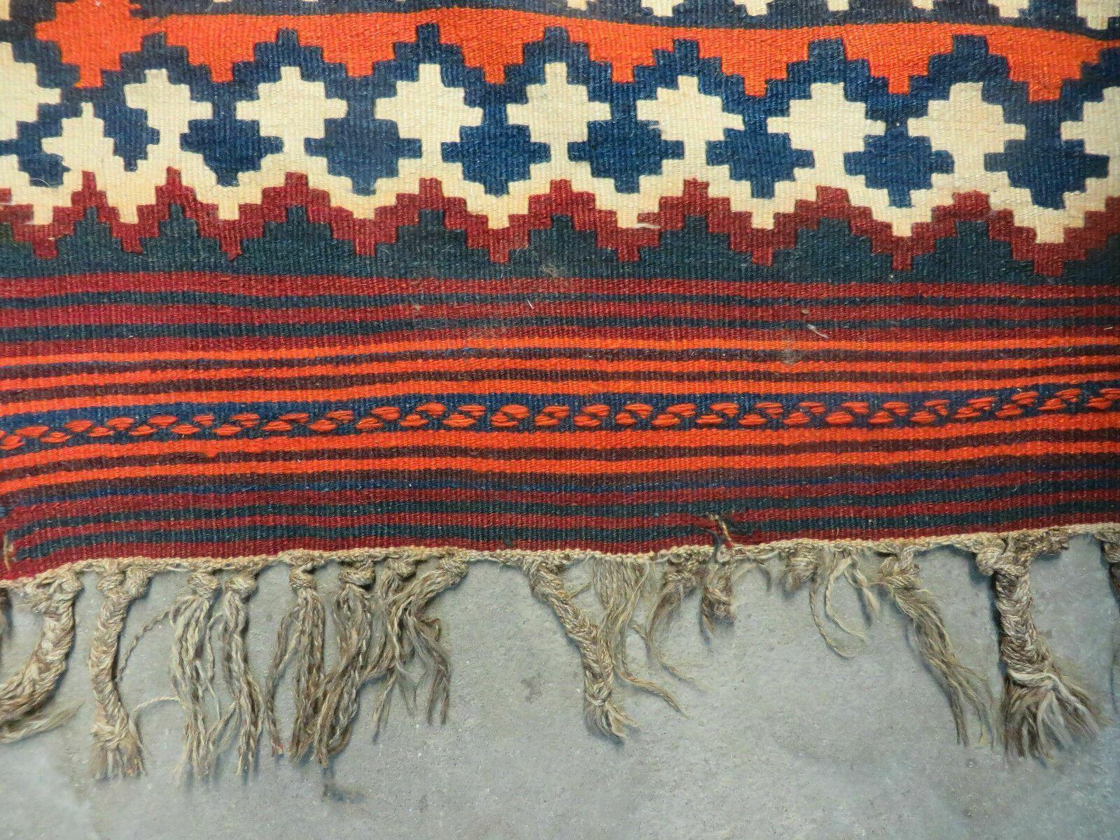 5' X 10' Antique Turkish Kilim Handmade Flat Weave Wool Rug Red Colorful Veg Dye Bohemian Boho Chic Tribal Style And Design - Image 9