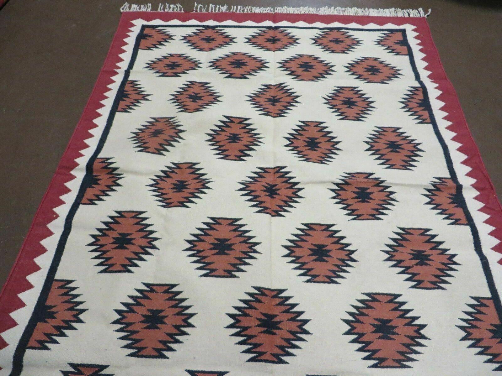 5' X 8' Hand Woven Wool Rug Contemporary Kilim Dhurrie Modern Oriental Area Rug - Image 12
