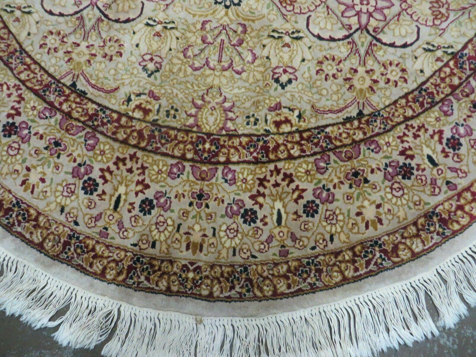 6' Handmade Fine Indian Wool Rug Carpet Round Silk Accent Beauty - Image 4