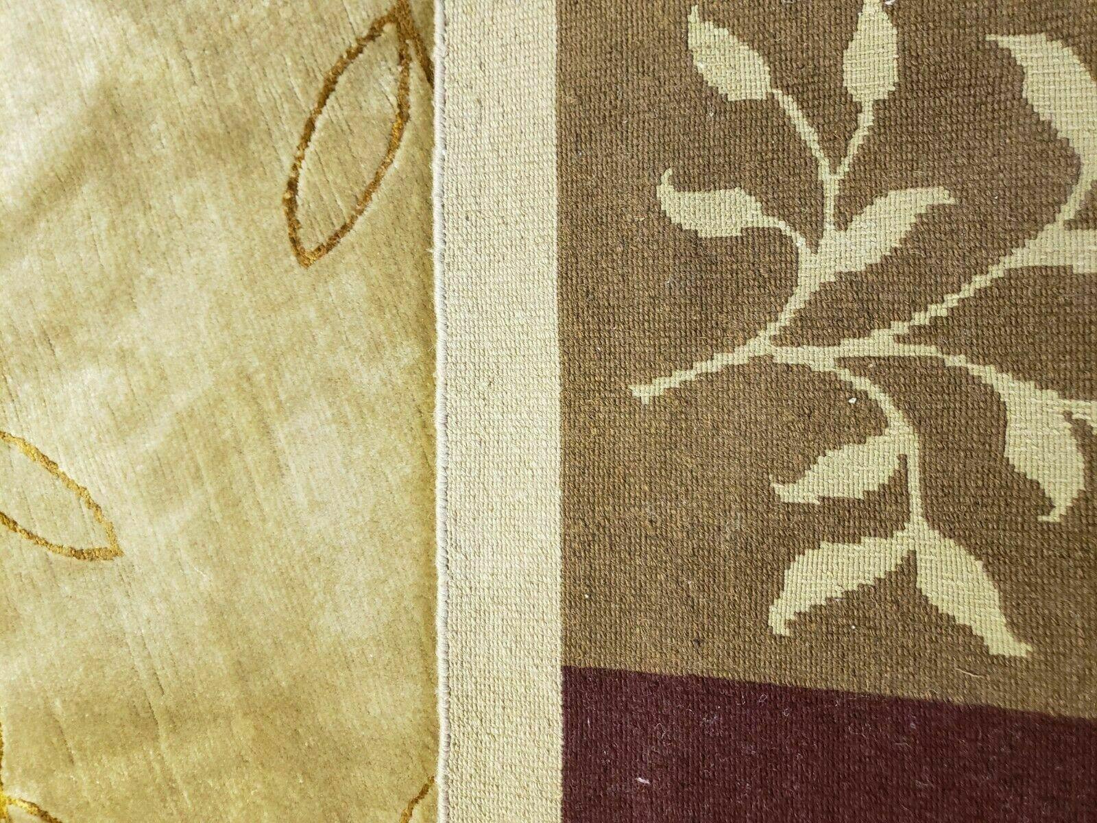 6' X 9' Modern Handmade Tibetan Nepal Wool & Silk Rug Decorative Abstract Gold - Image 10