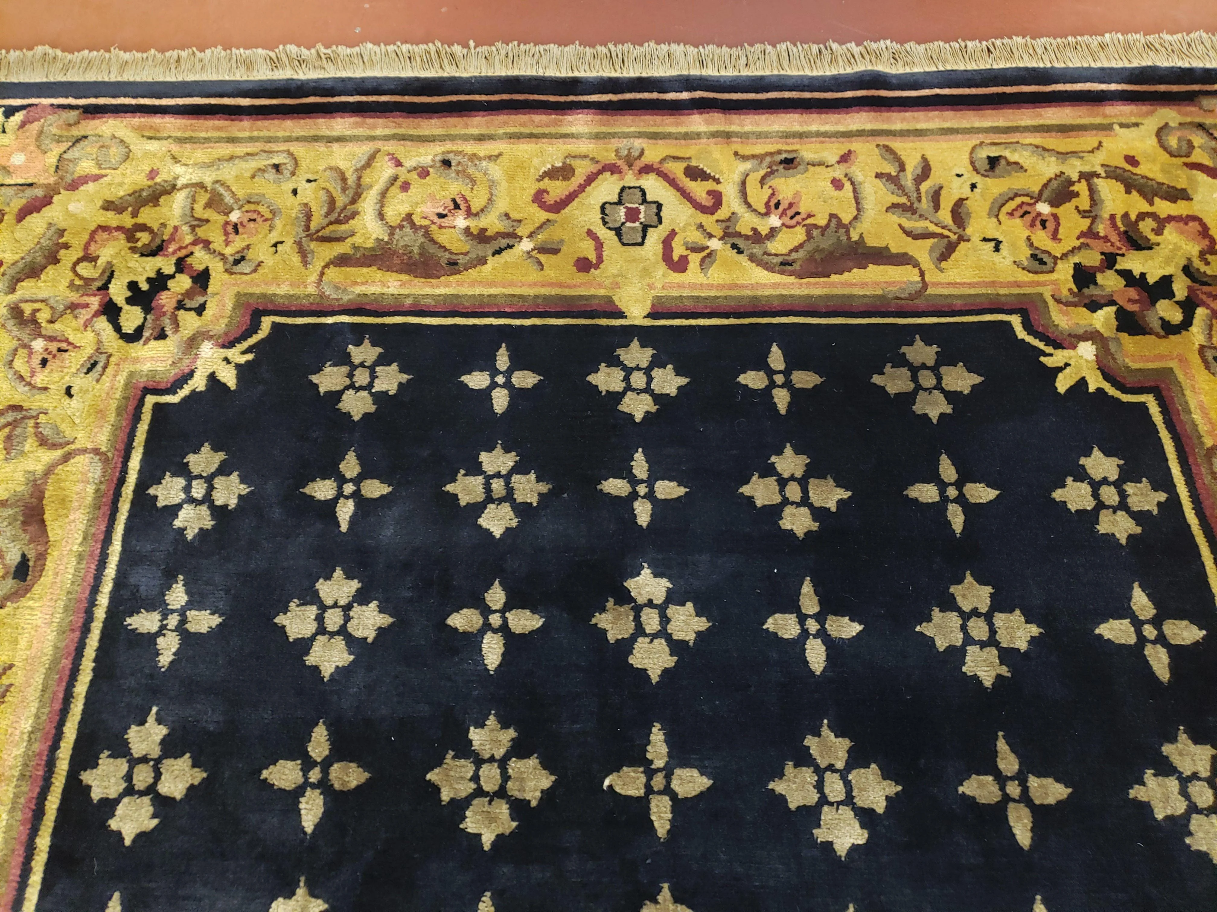6x9 Aubusson Design Nepali Tibetan Rug Black & Tan Hand-Knotted Wool Carpet Soft Plush Pile New Rug Nice - Image 4