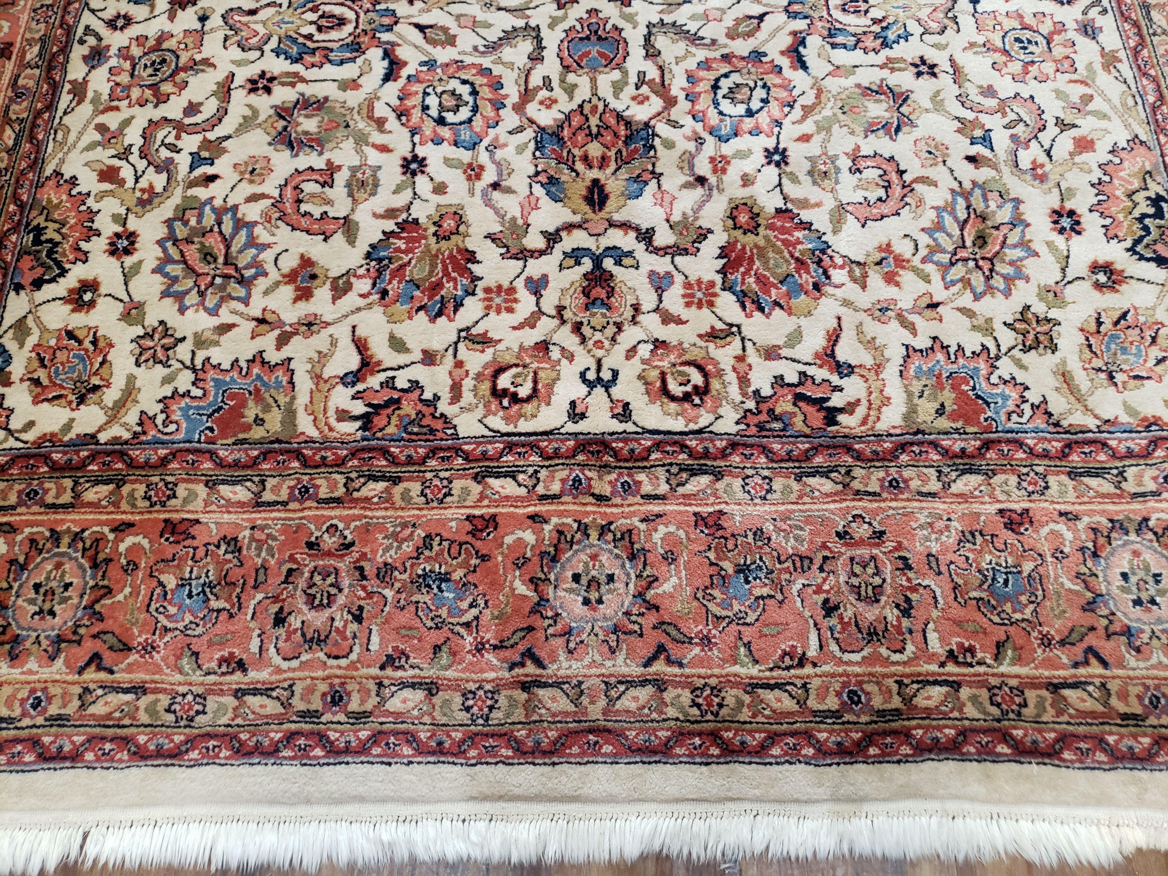6x9 Top Quality Handmade Wool Area Rug Floral Allover Carpet Veg Dyes Beige - Image 5