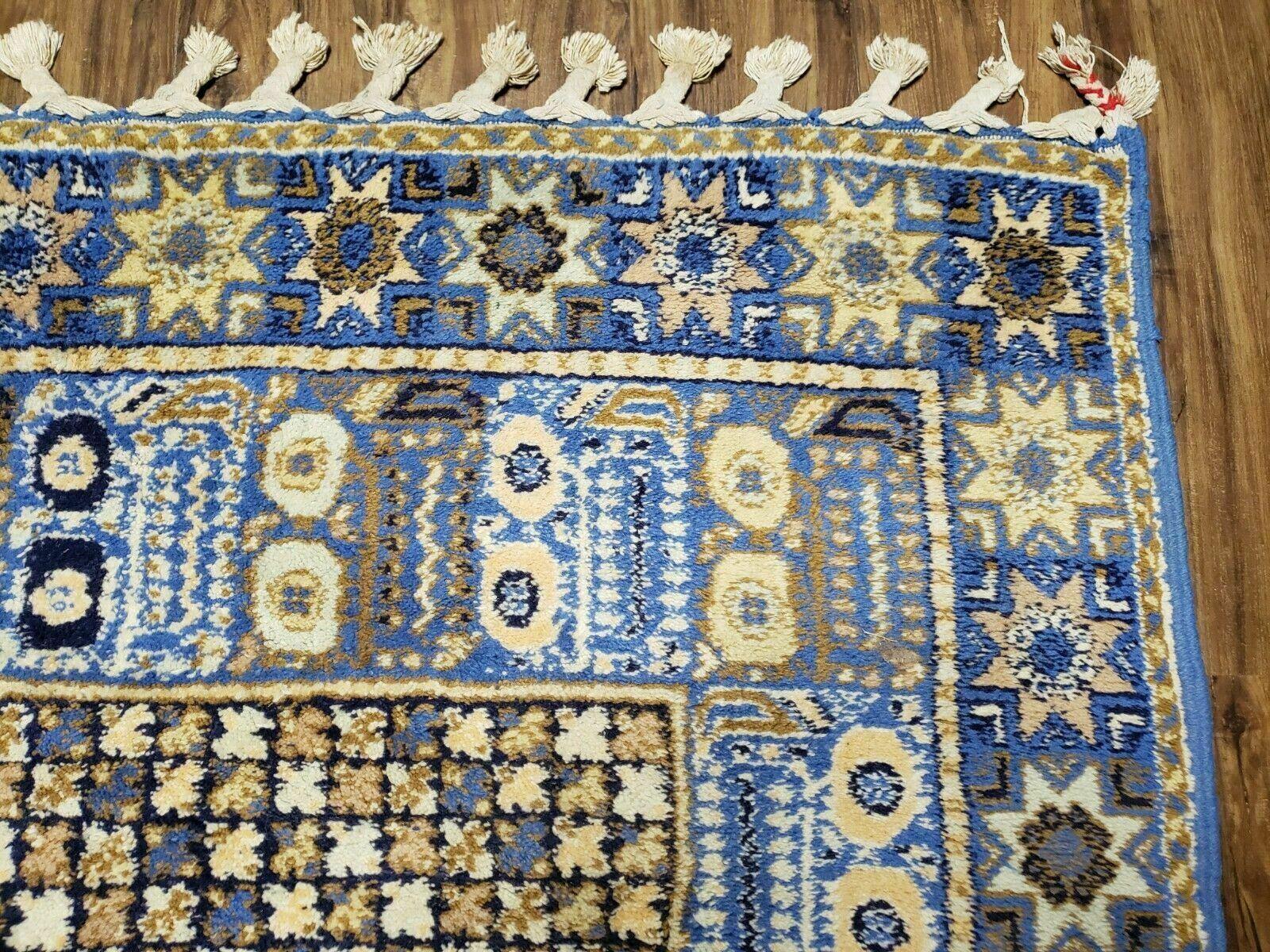 7' X 10' 5" Handmade Moroccan Urban Rabat Wool Carpet Blue Area Rug - Image 7