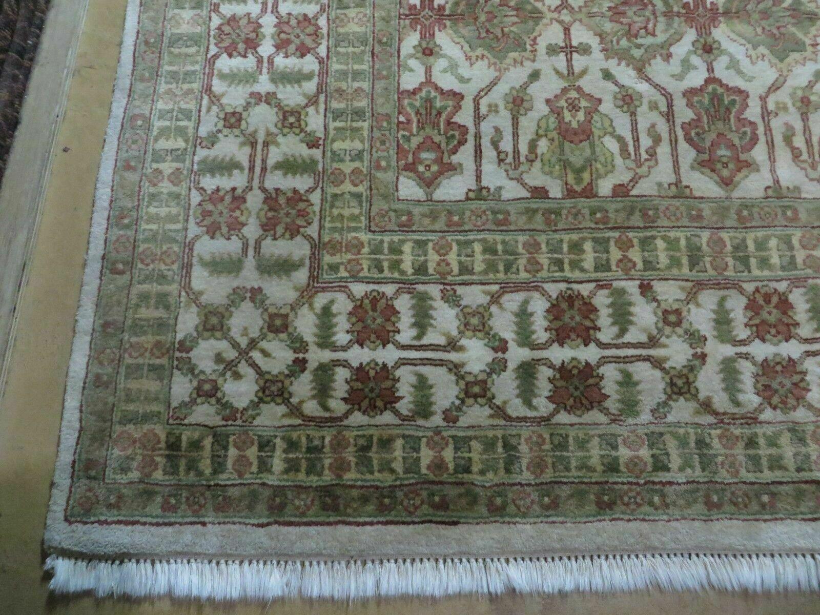 8' 5" X 12' Handmade India Agra Floral Oriental Wool Rug Tea Washed Carpet Nice - Image 8