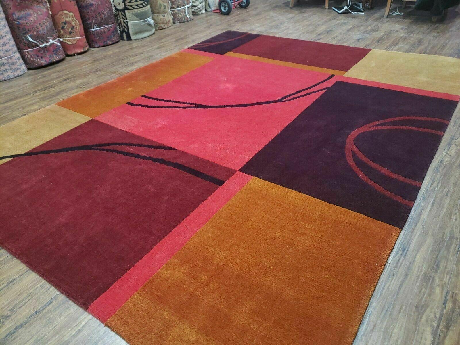 8' X 10' Tibetan Nepal Art Deco Hand Knotted Wool Rug Modern Contemporary Nice - Image 2
