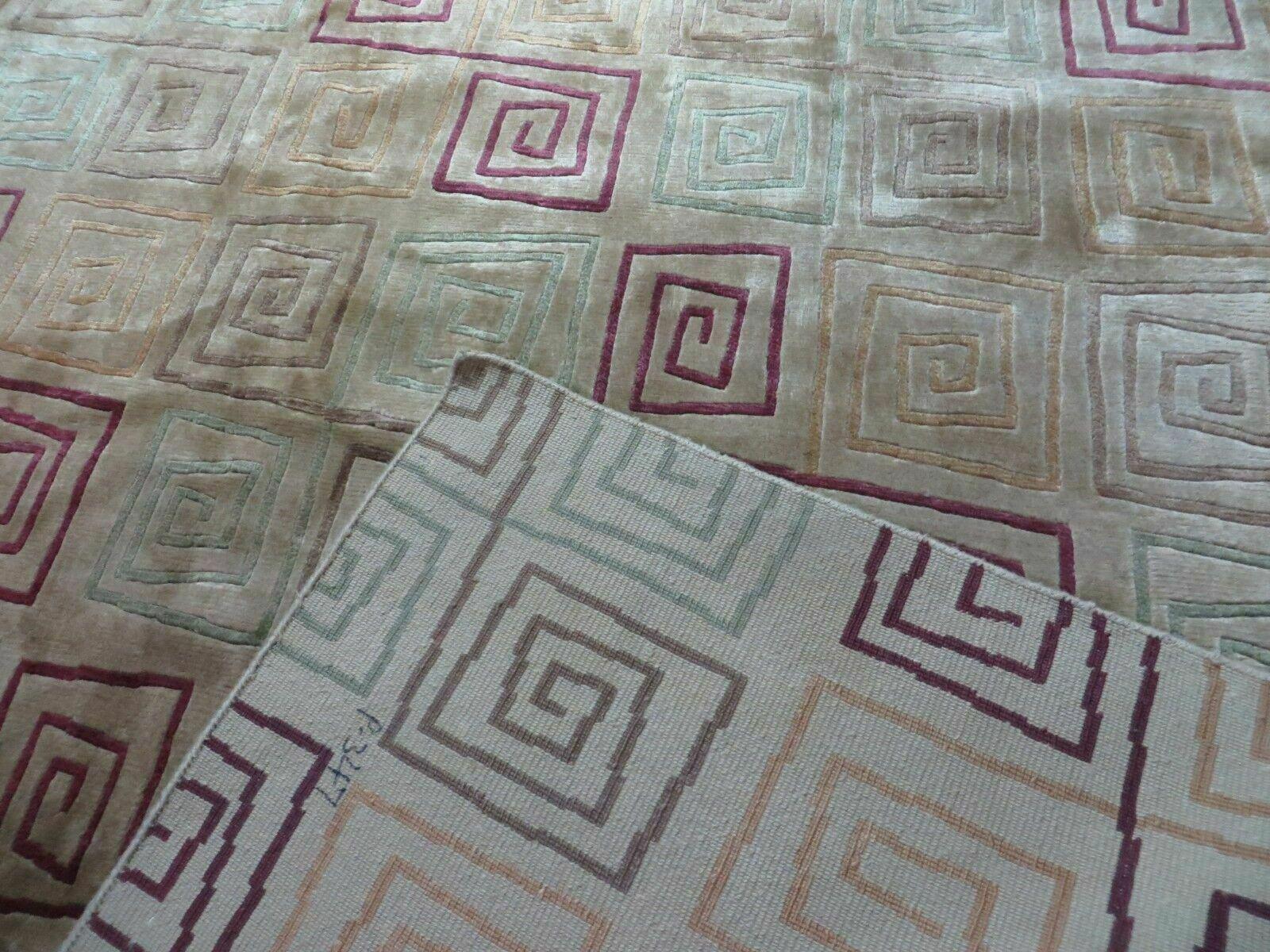 8' X 11' Modern Tibetan Nepal Art Deco Chinese Handmade Wool Silk Rug Abstract - Image 10