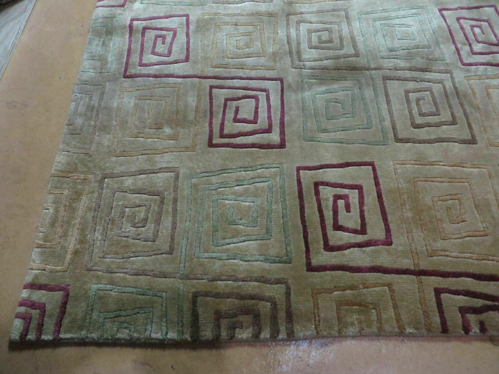 8' X 11' Modern Tibetan Nepal Art Deco Chinese Handmade Wool Silk Rug Abstract - Image 7