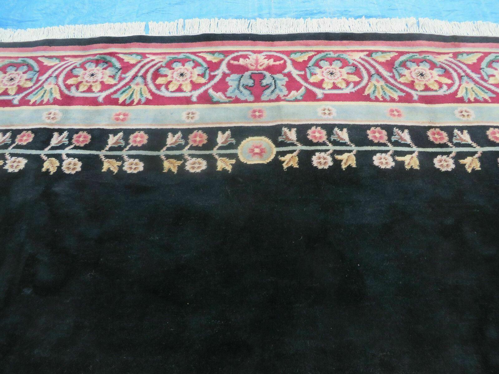 9' X 12' Decorative Chinese Aubusson Hand Knotted Pile Wool Rug Black Nice - Image 11