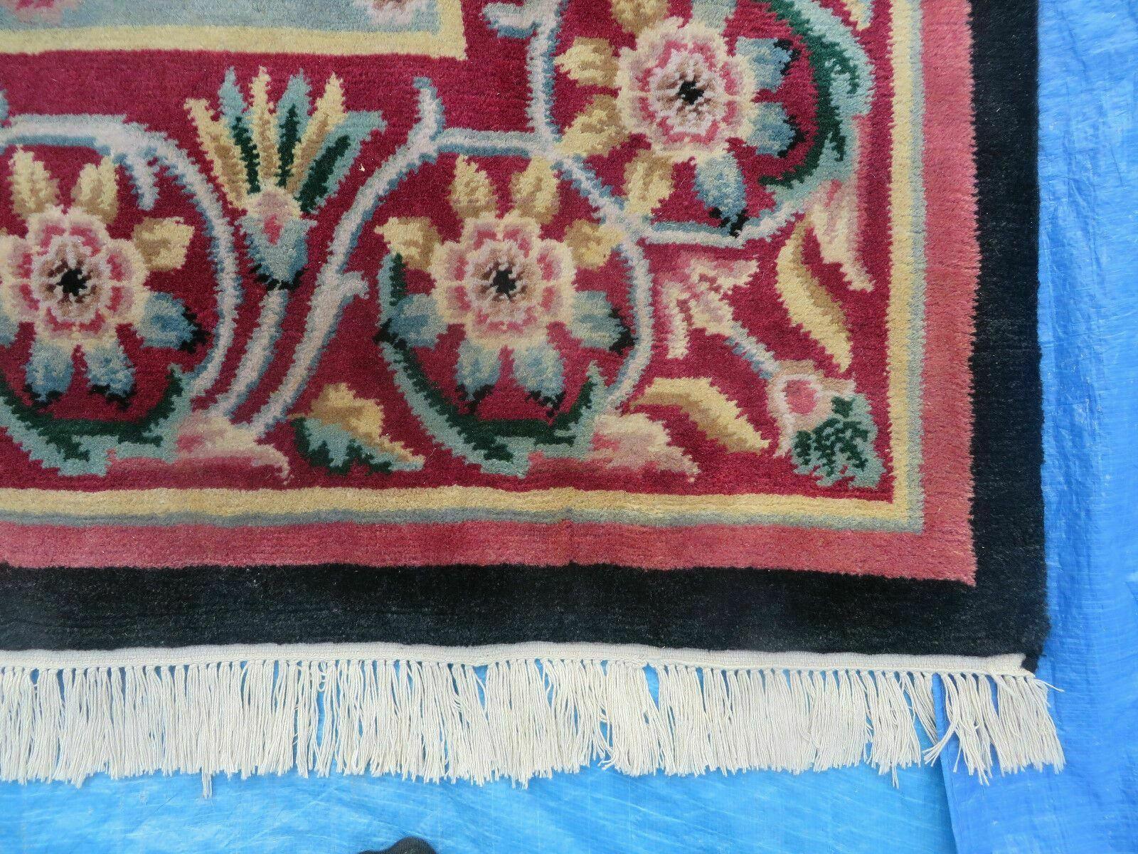 9' X 12' Decorative Chinese Aubusson Hand Knotted Pile Wool Rug Black Nice - Image 9