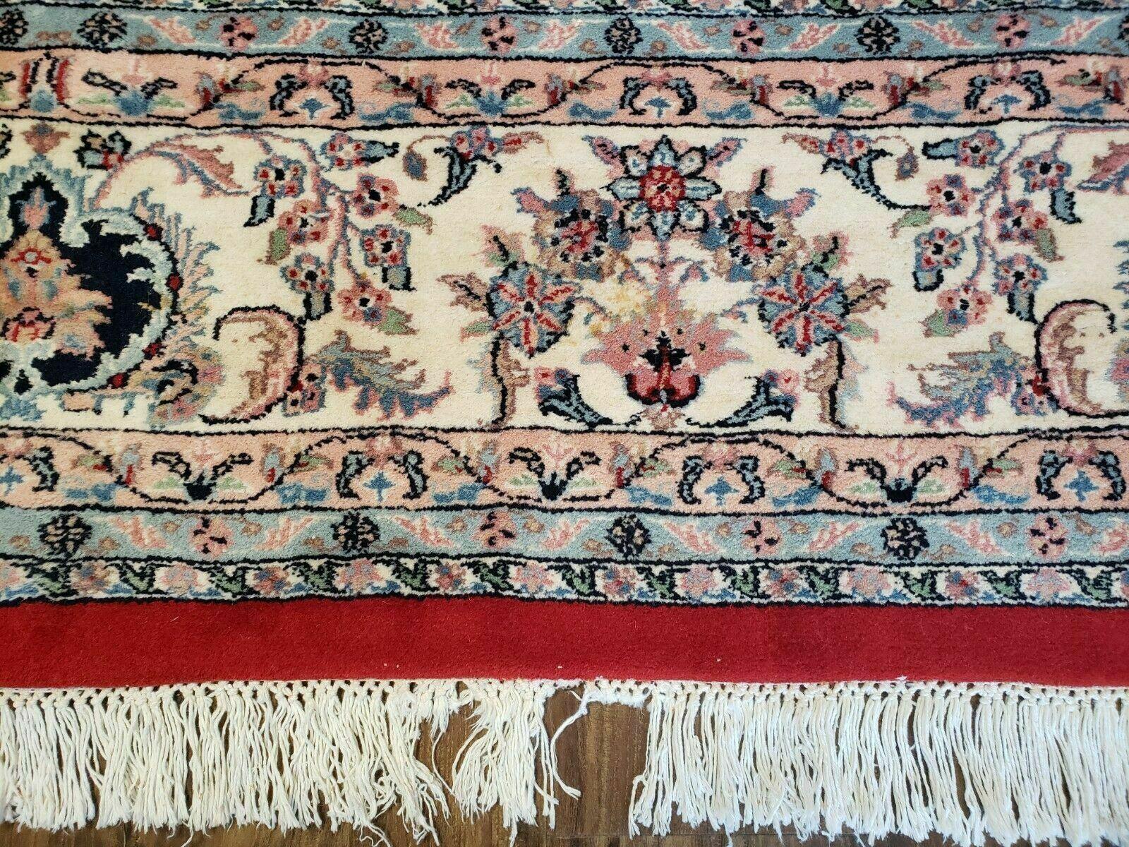 9' X 12' Vintage Handmade India Medallion Wool Rug Vegetable Dyes Nice Red - Image 11