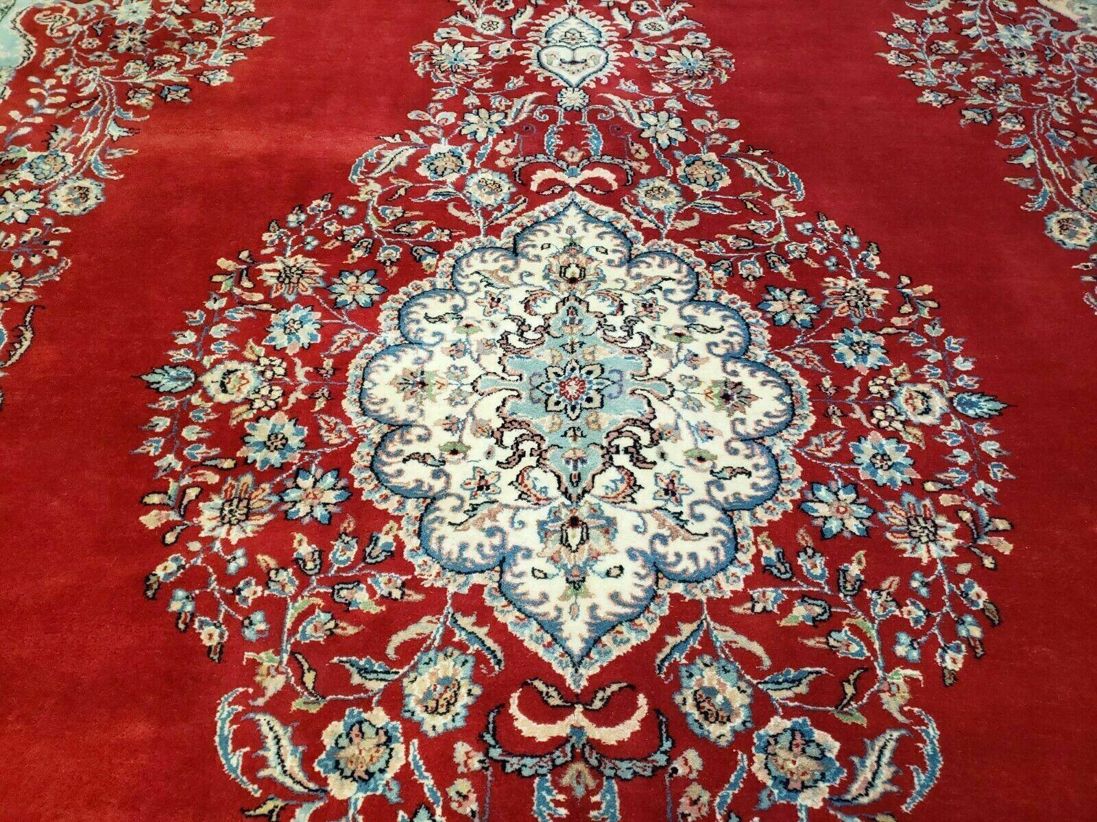 9' X 12' Vintage Handmade India Medallion Wool Rug Vegetable Dyes Nice Red - Image 4