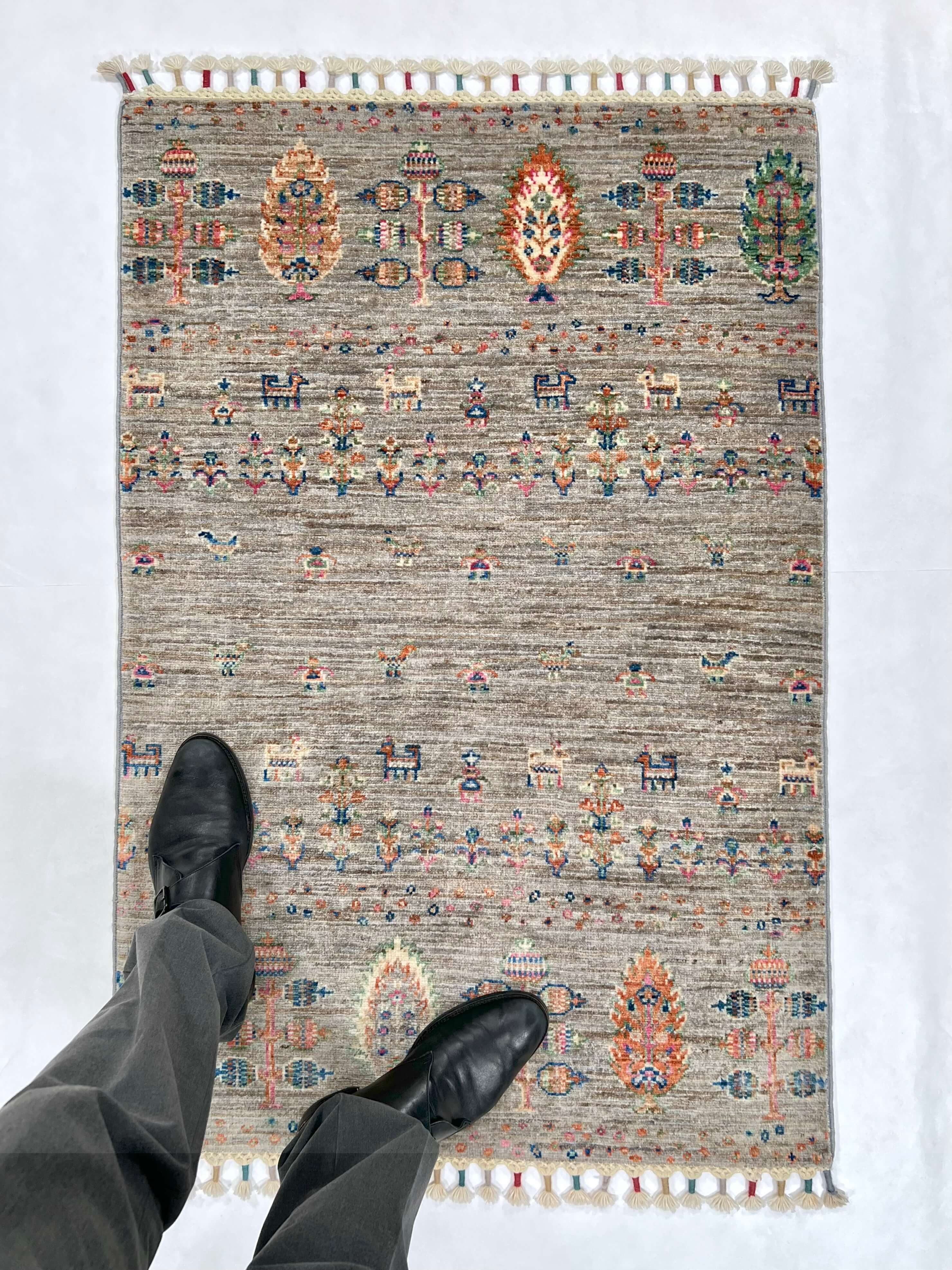 Afghan Gabbeh (2'07"x3'09") light gray - Image 6