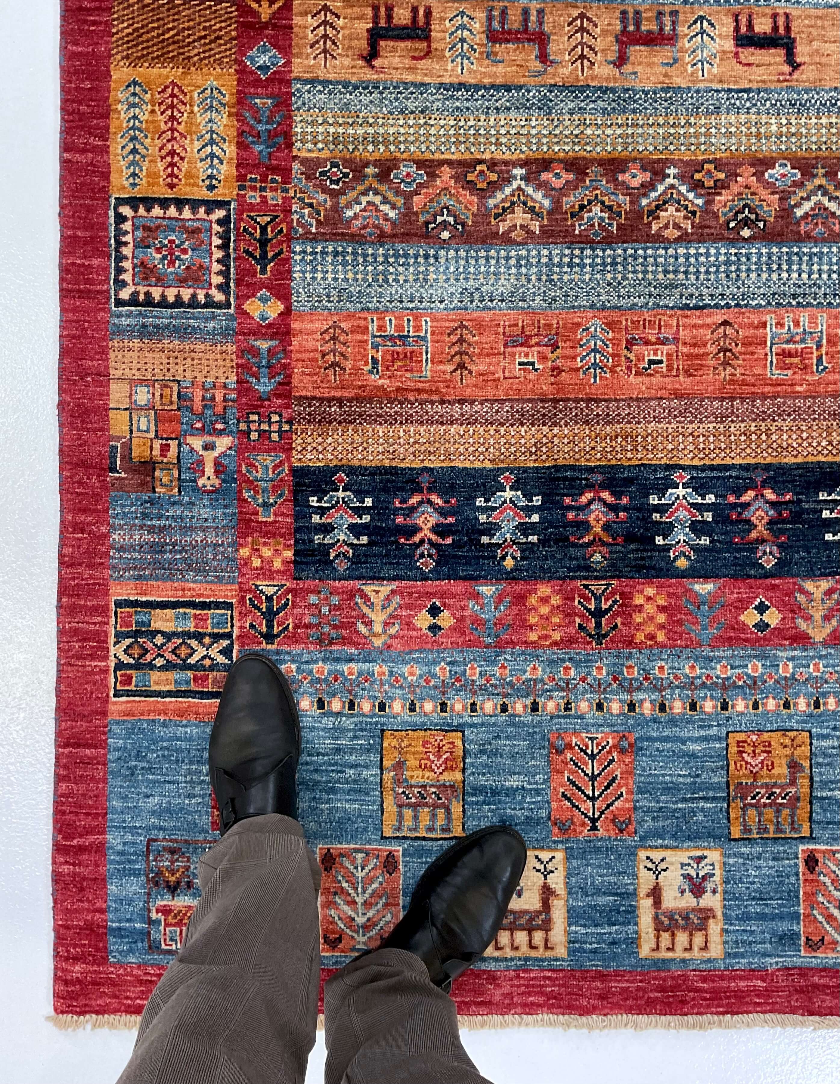 Afghan Gabbeh (4'02"x6'03") navy/blue/red - Image 7