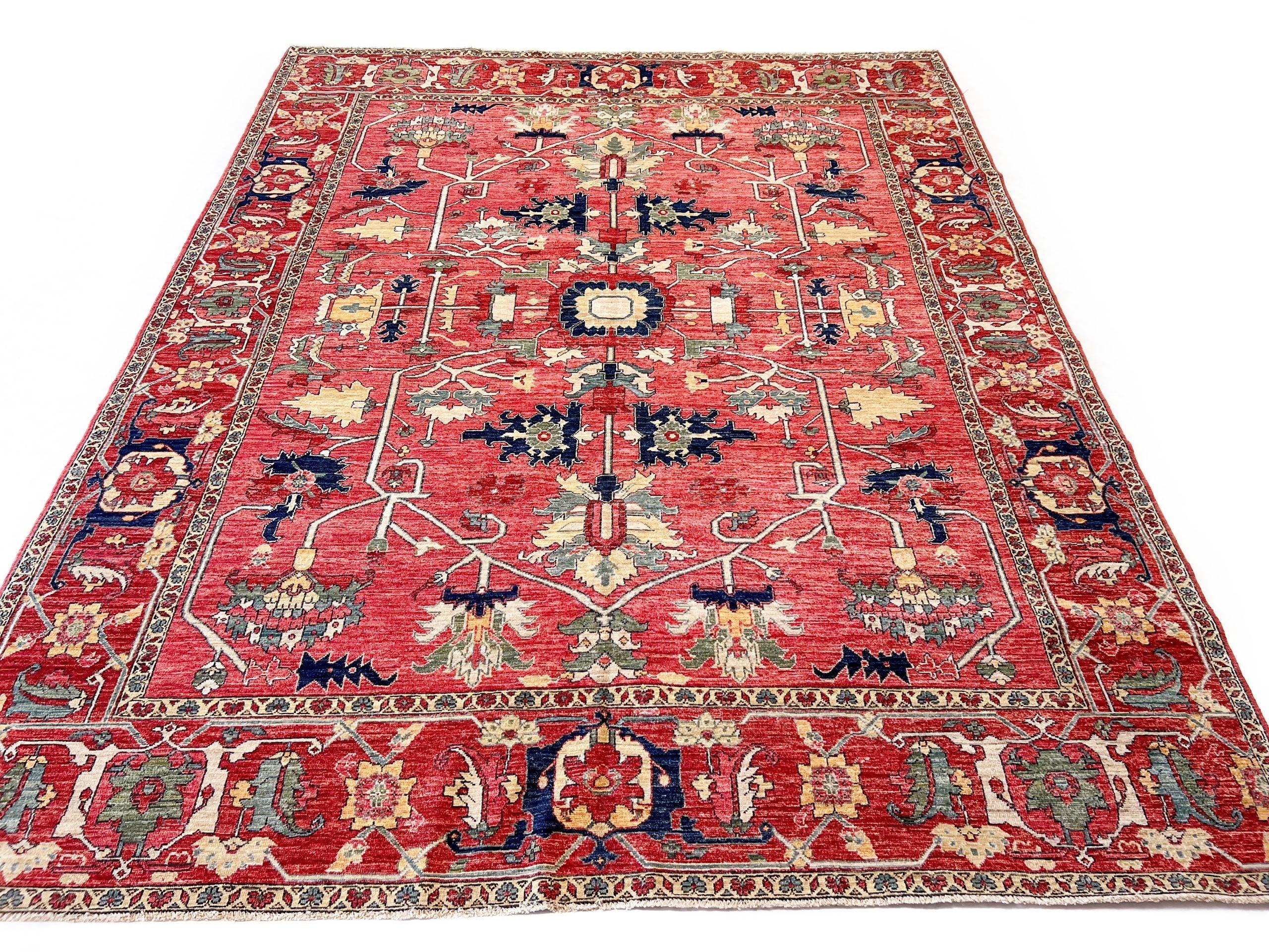 Afghan Heriz (8'00"x10'00") lt.red/red - Image 8