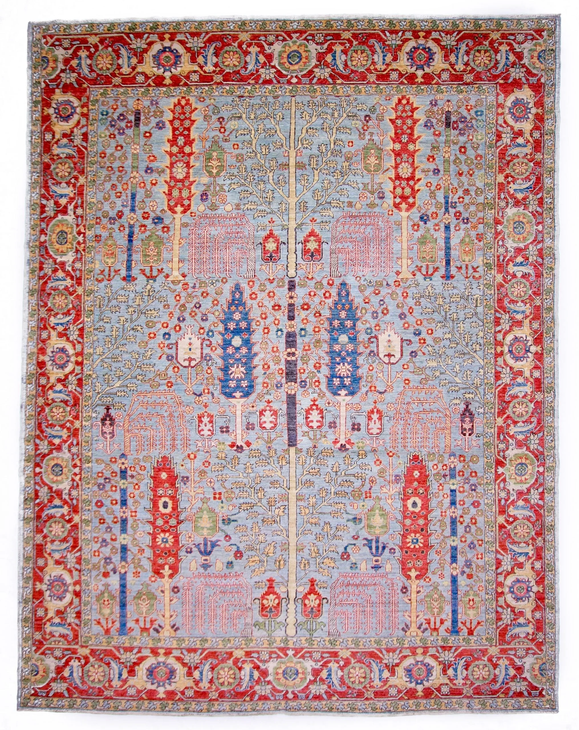 Afghan Sultanabad (9'02"x11'11") lt.blue/red